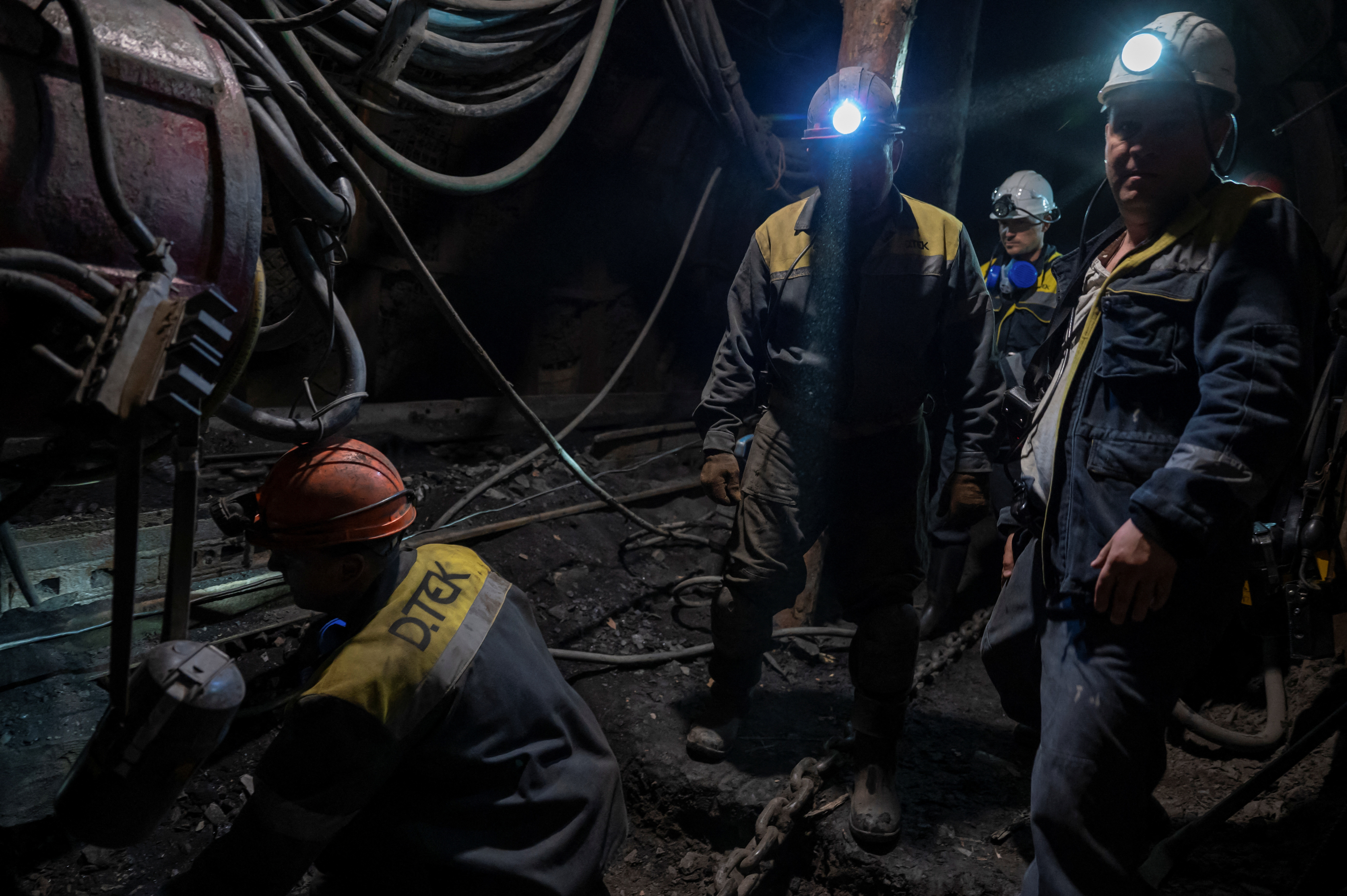 Miners work inside a coal mine in Dnipropetrovsk region
