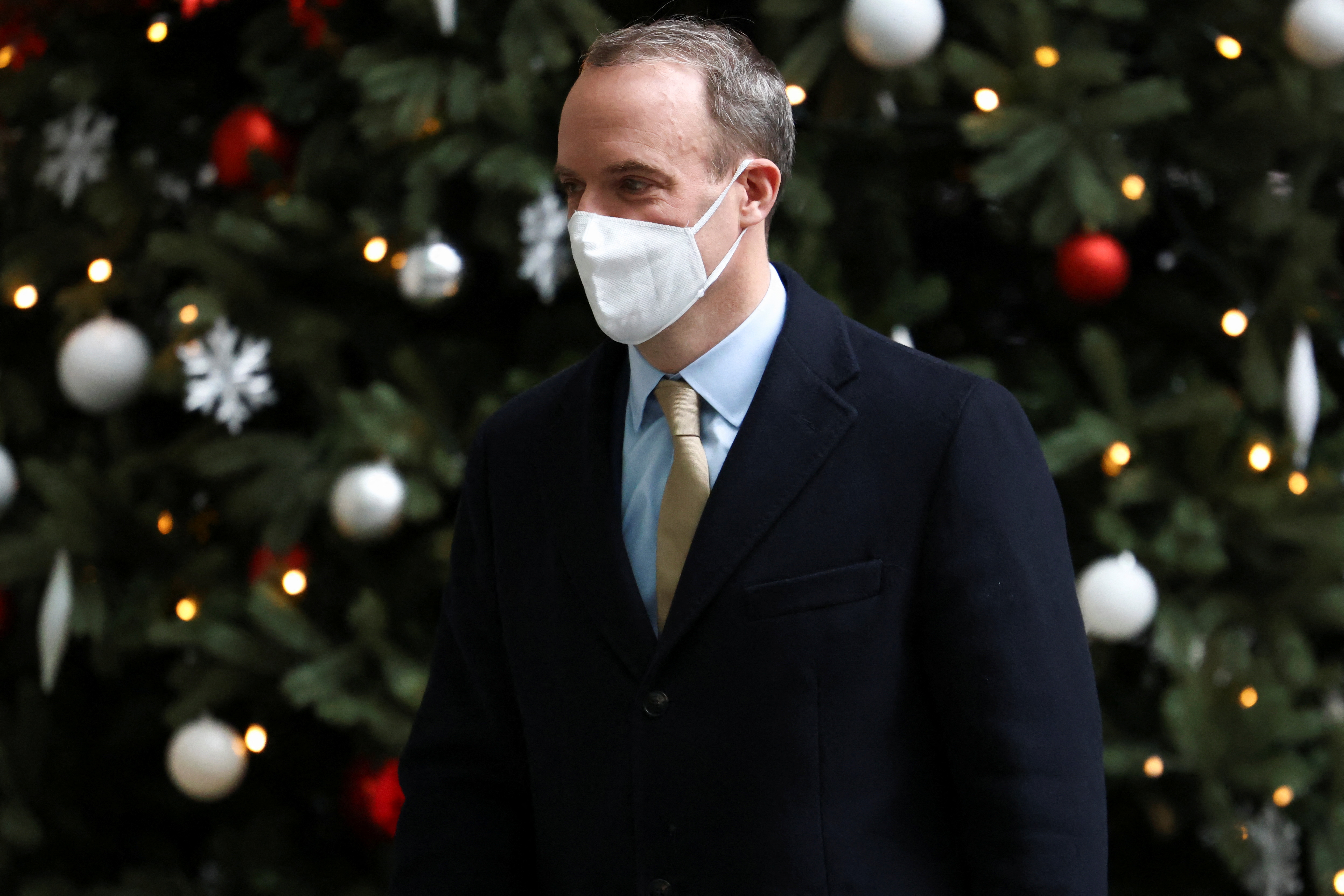 Britain's Justice Secretary Raab arrives at the BBC in London