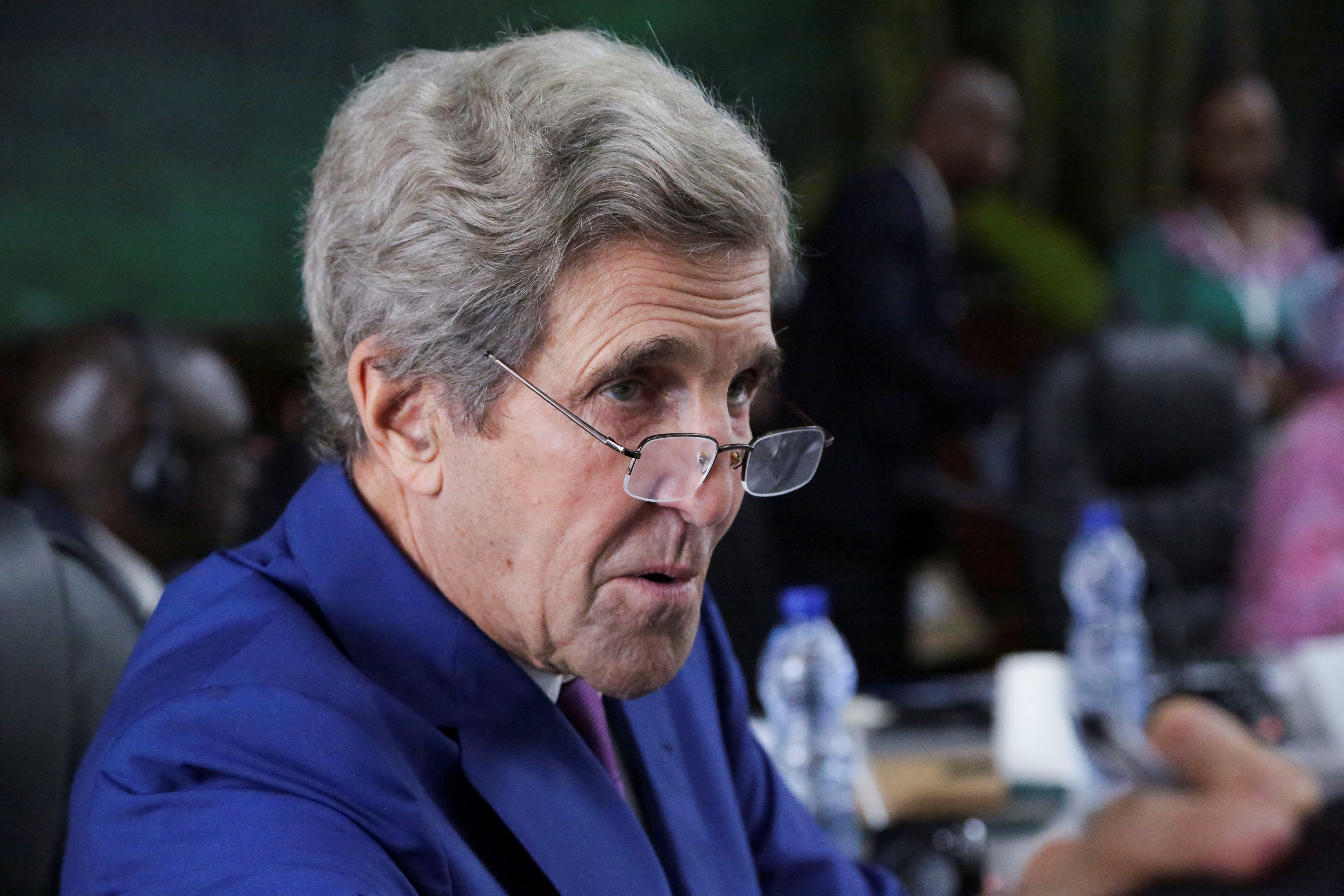 U.S. Special Presidential Envoy for Climate John Kerry attends a meeting ahead of COP27 climate summit in Kinshasa
