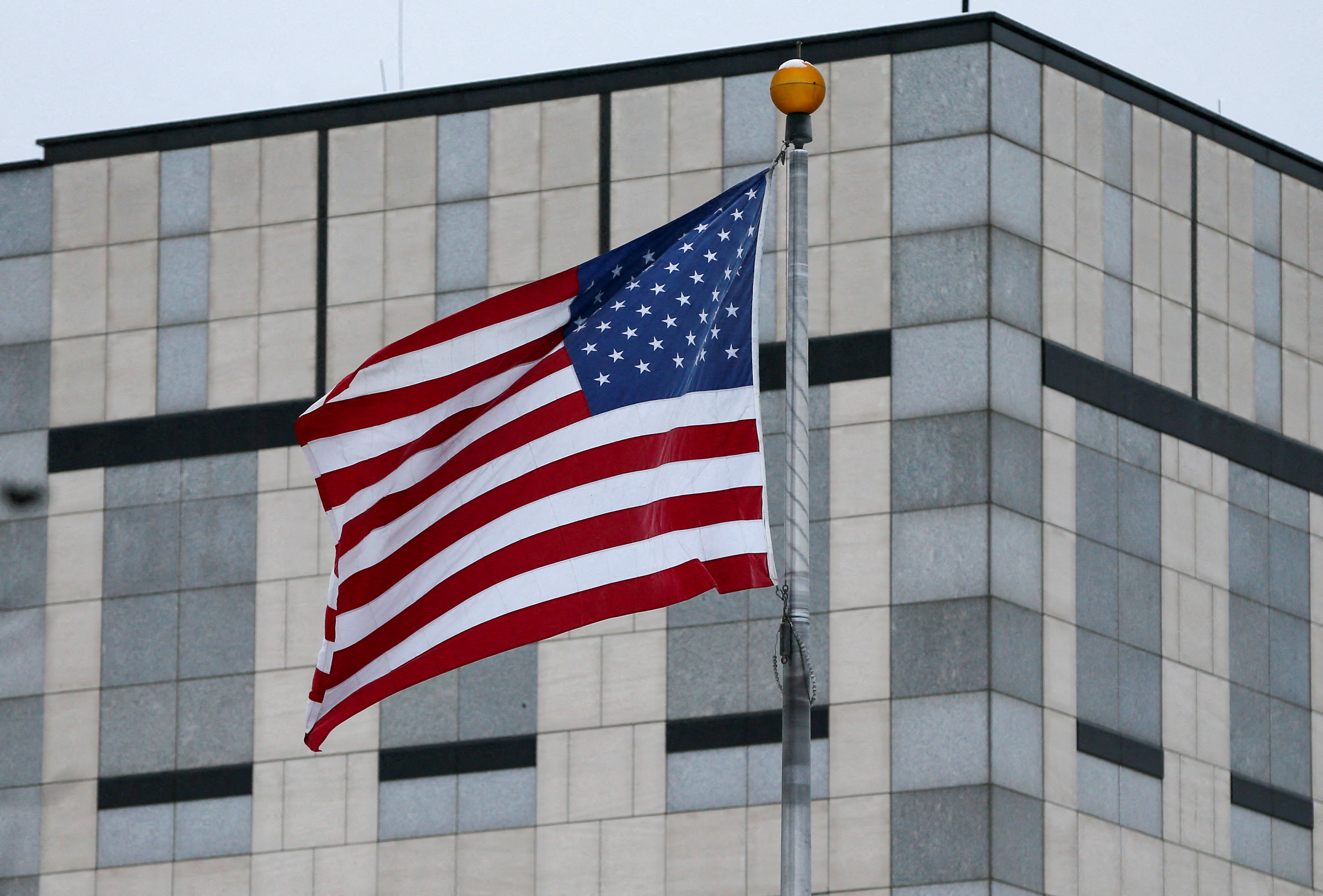 FILE PHOTO:A view shows the U.S. embassy in Kyiv