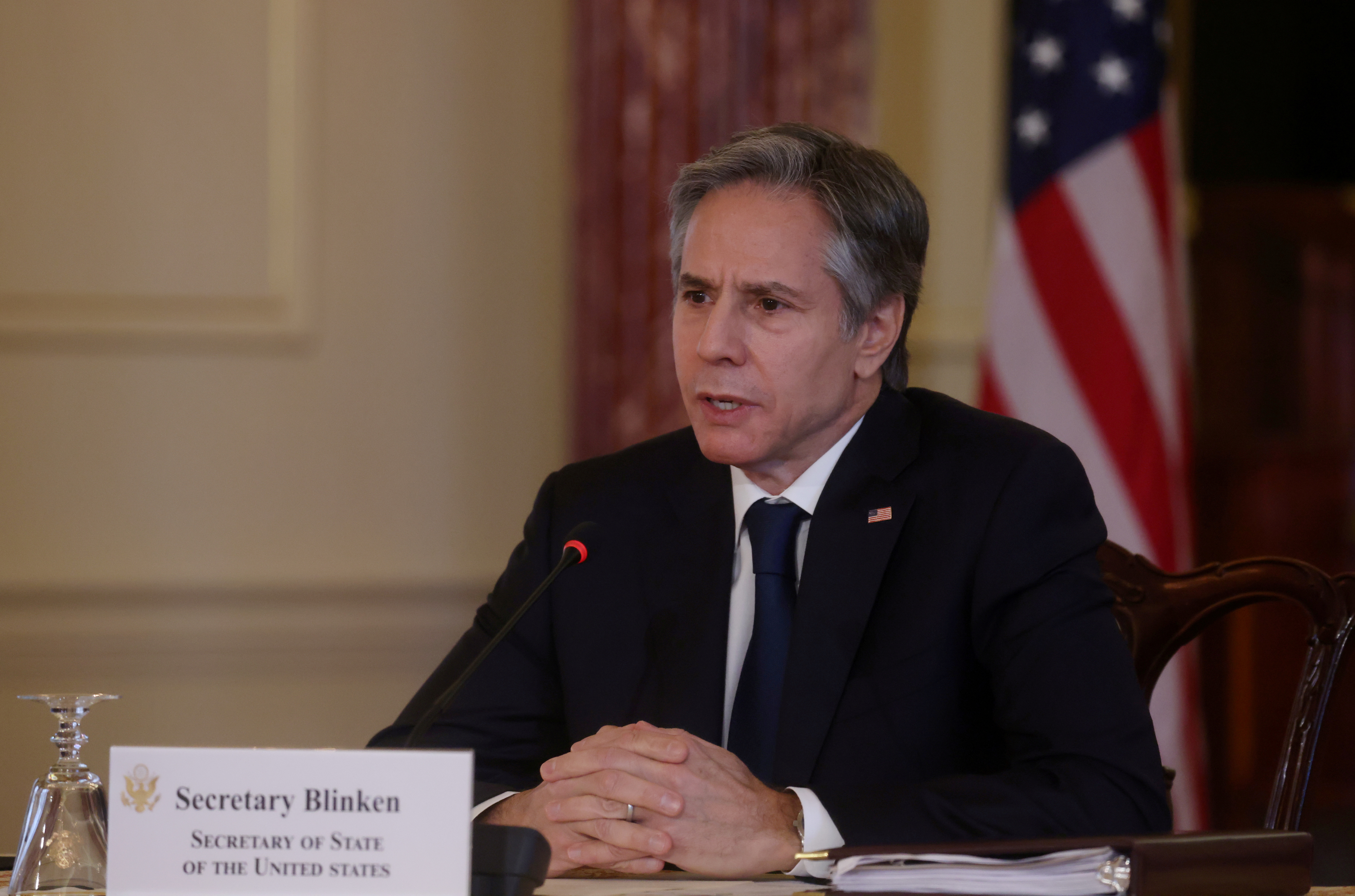 U.S. Secretary of State Blinken holds videoconference with government leaders in Kenya from the State Department in Washington