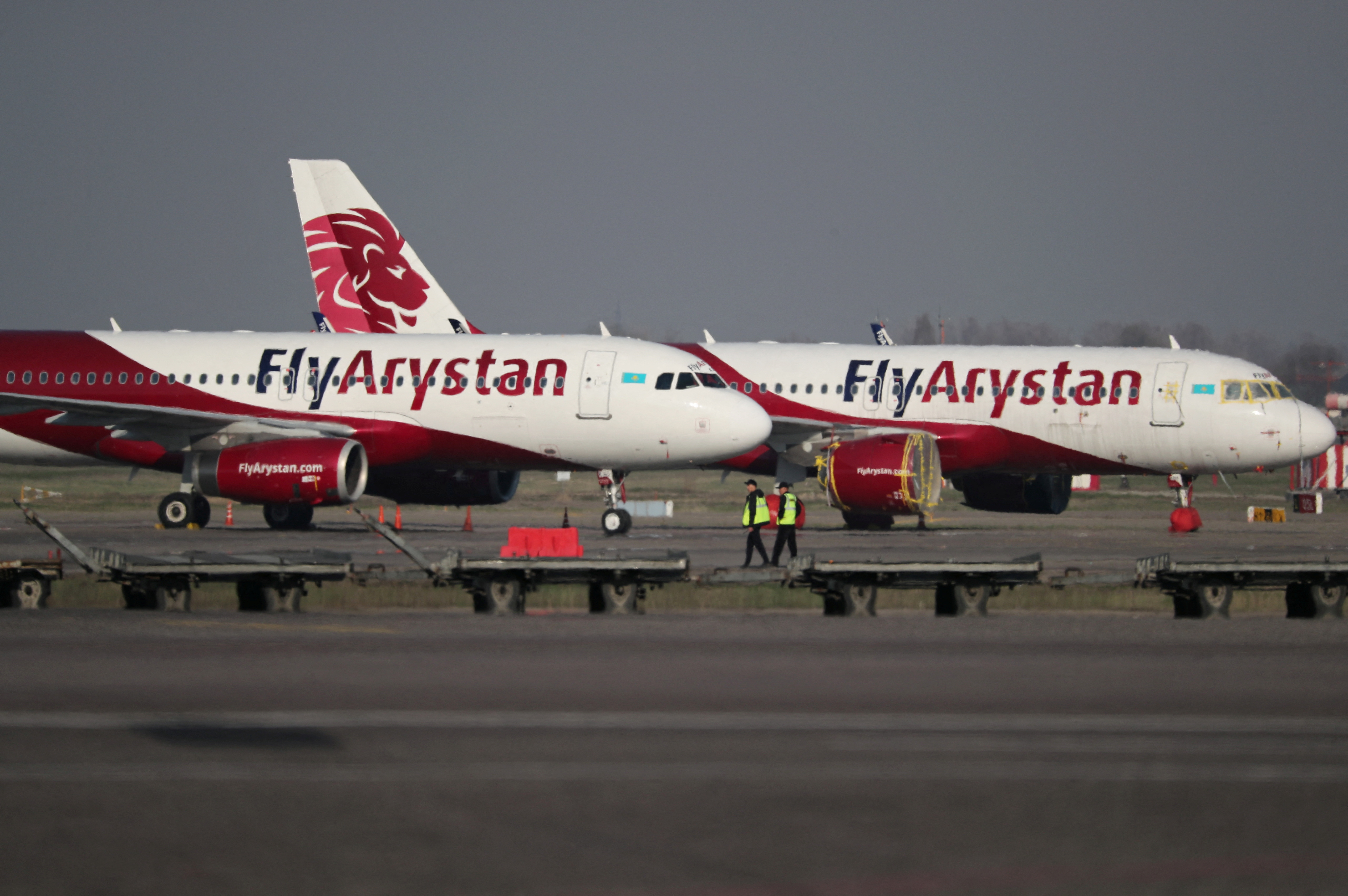 A view shows FlyArystan planes at Almaty International Airport