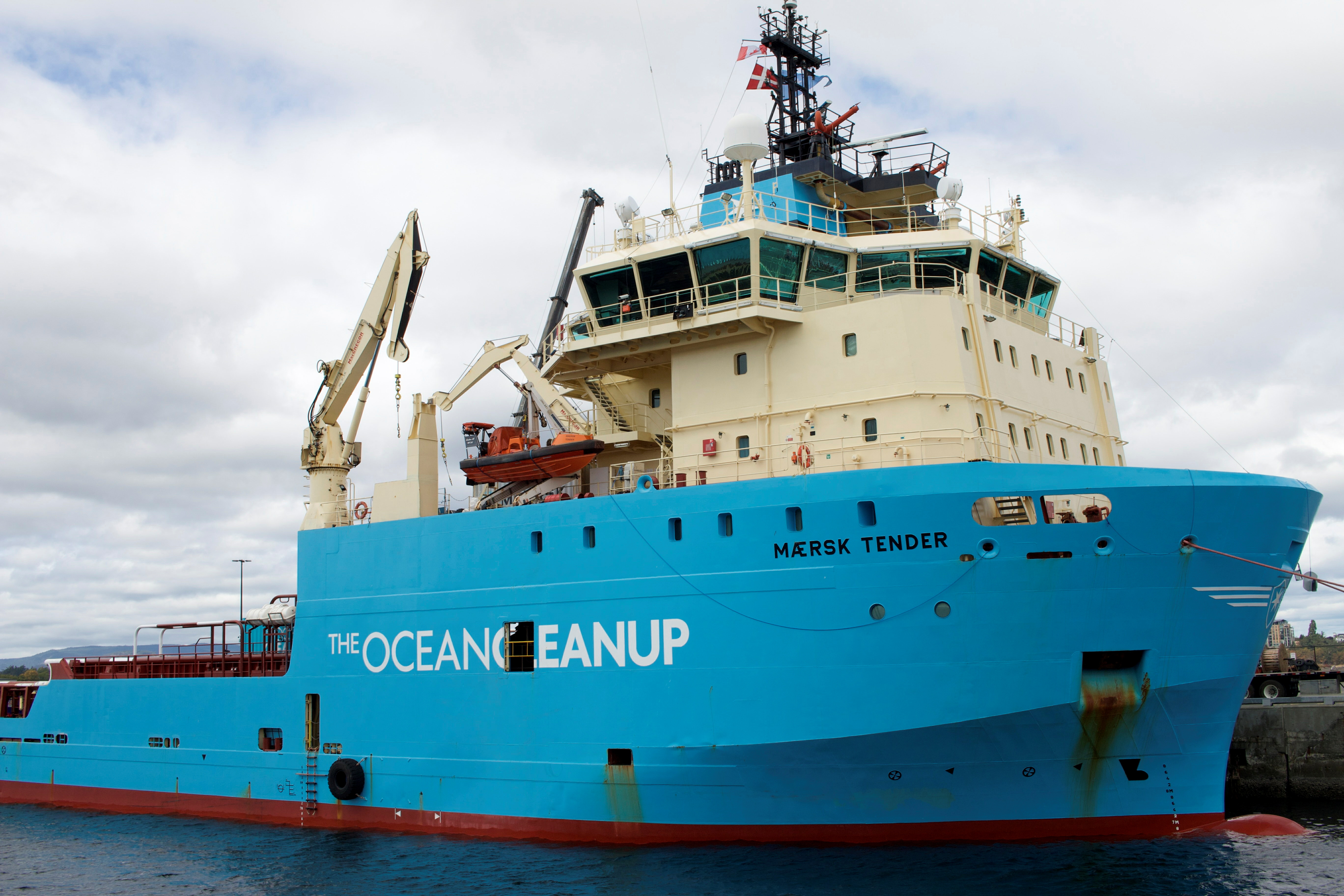An offshore supply vessel used by non-profit the Ocean Cleanup to remove plastic from the ocean is docked at a port in Victoria, Canada, September 8, 2021. Picture taken September 8, 2021. REUTERS/Gloria Dickie