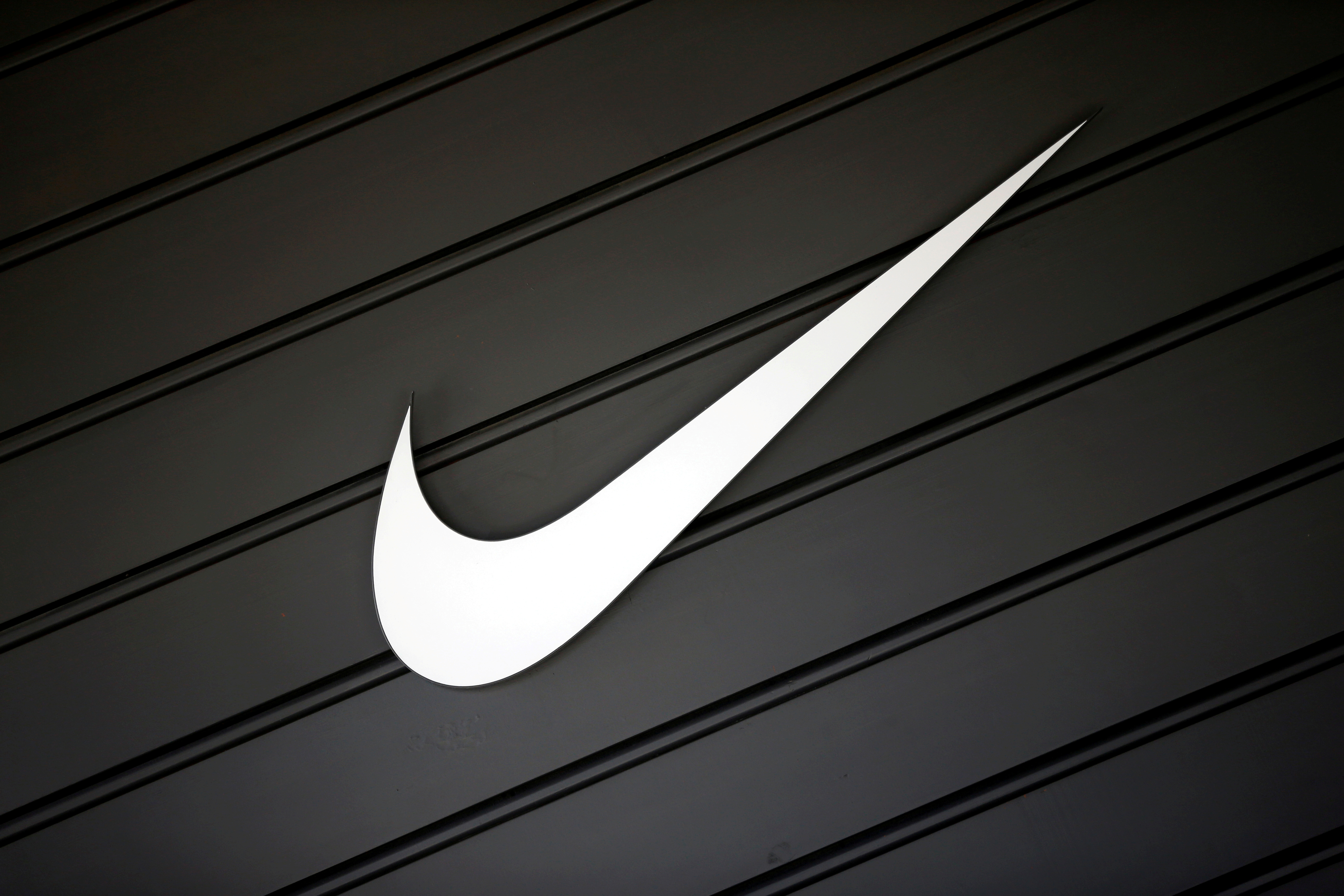 Nike (NKE)'s logo is seen in Los Angeles