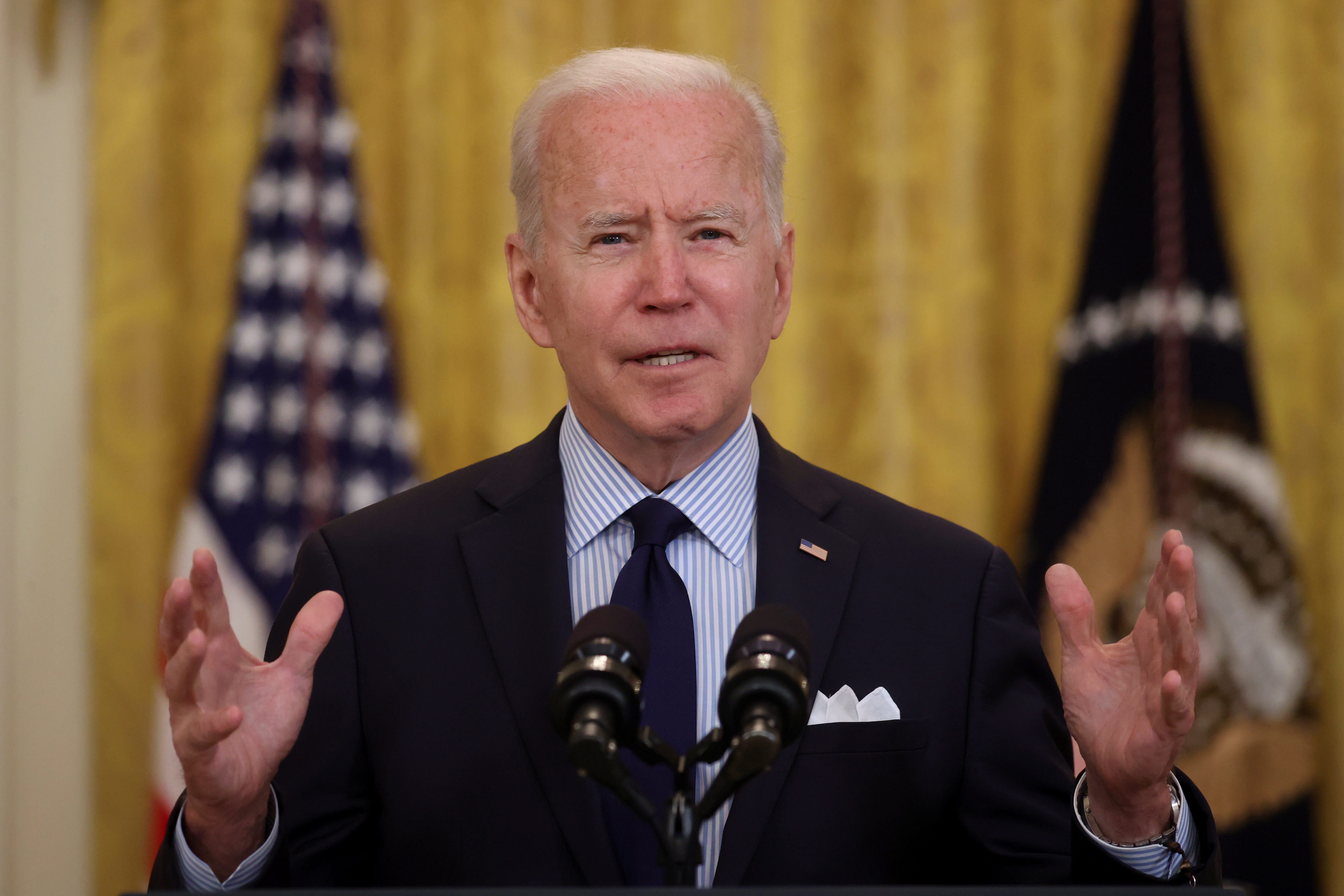 U.S. President Joe Biden delivers remarks on the April jobs report