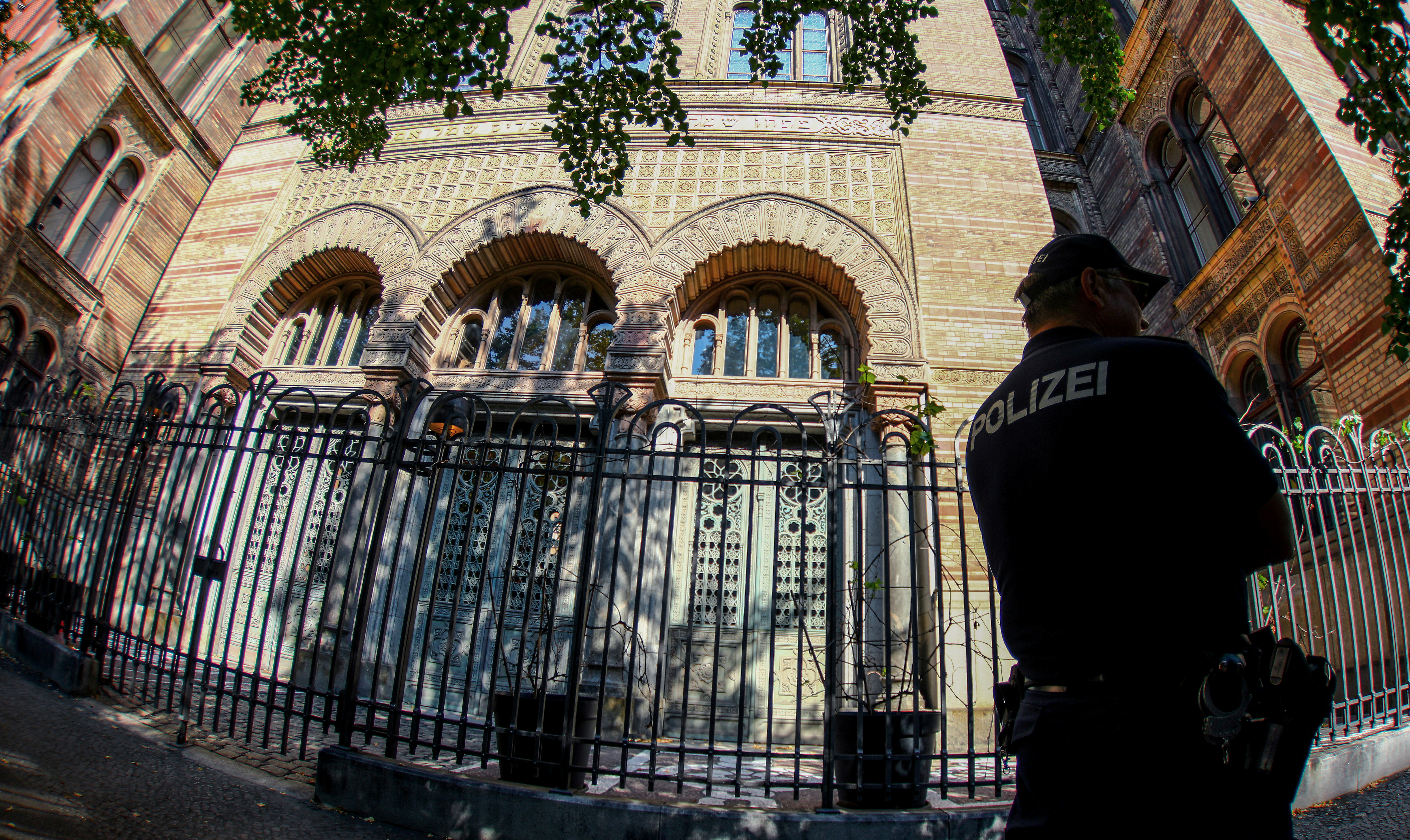 Police secures the New Synagogue in Berlin