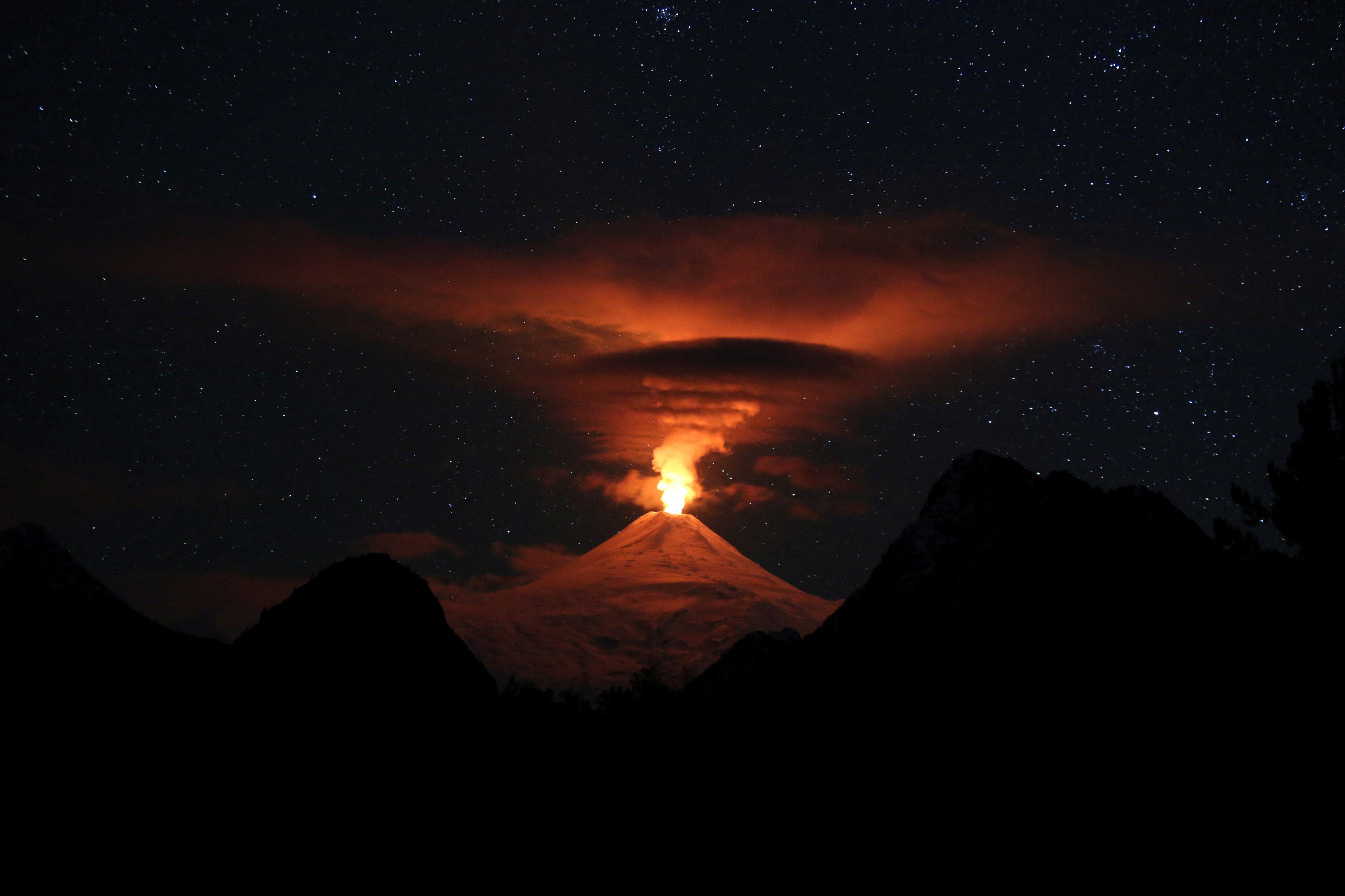 Villarrica Volcano activity, as seen from Pucon