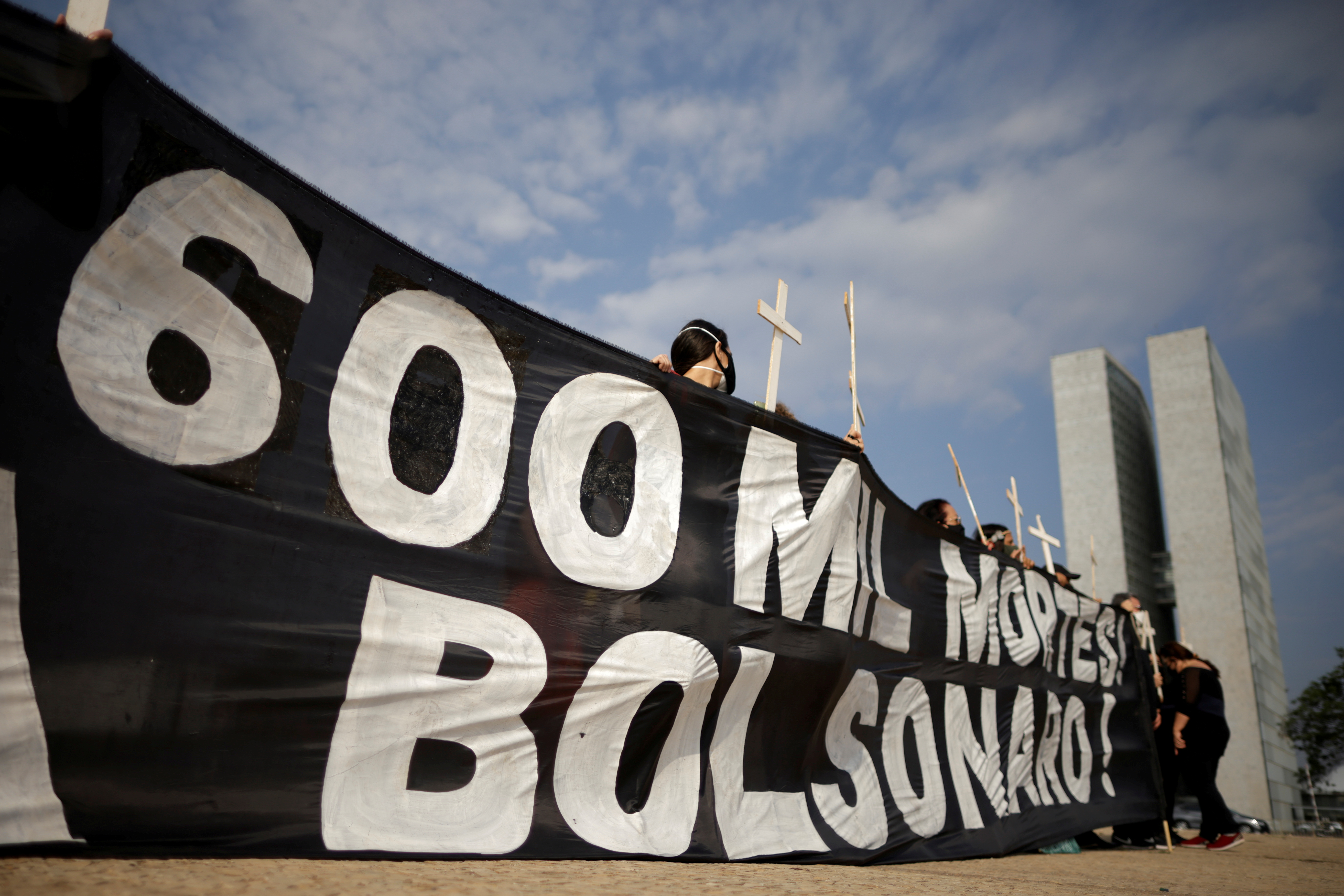 Tribute to Brazil's COVID-19 victims and protest against President Bolsonaro in Brasilia