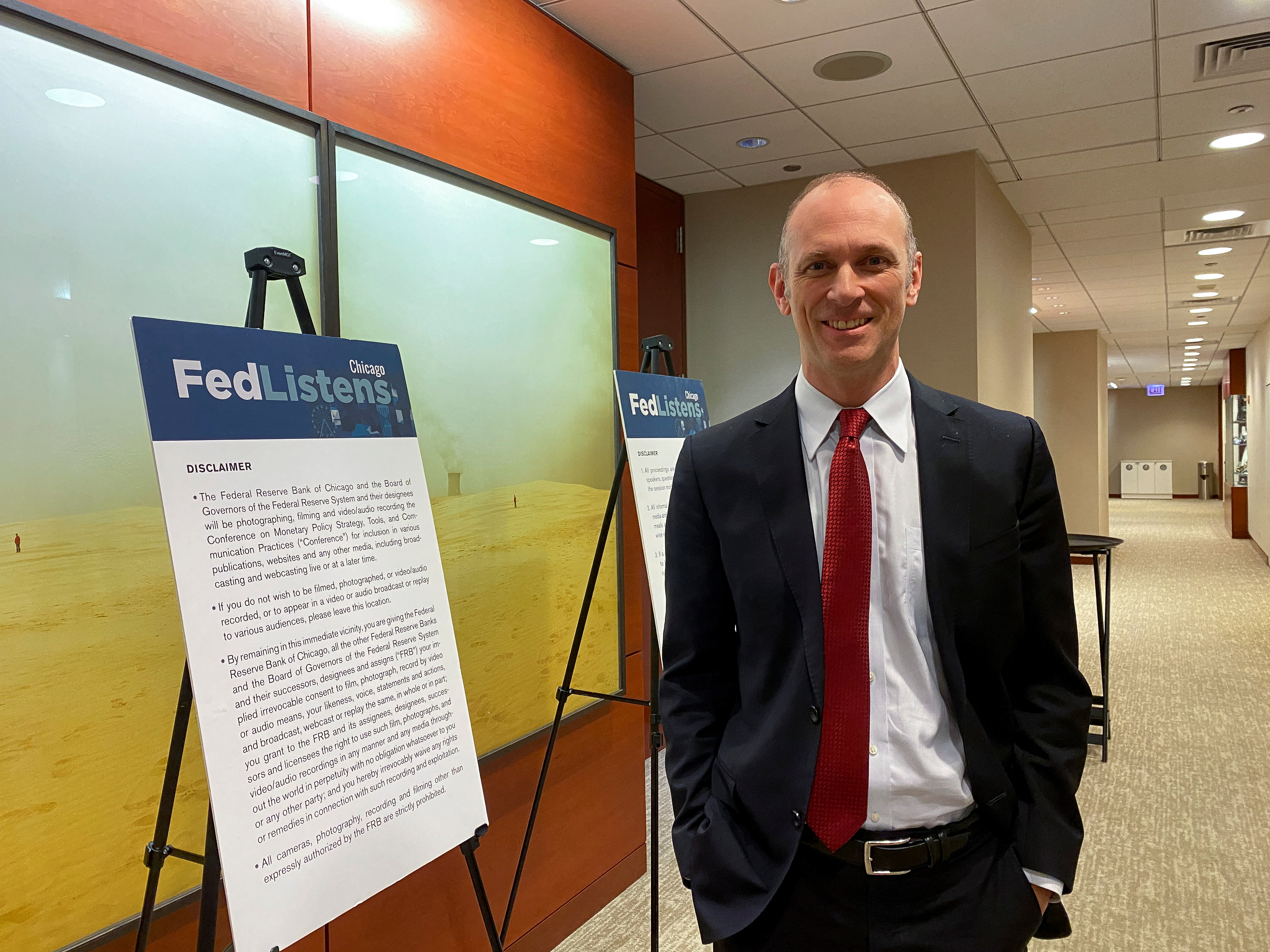 Federal Reserve Bank of Chicago President Austan Goolsbee hosts a 'Fed Listens' event in Chicago