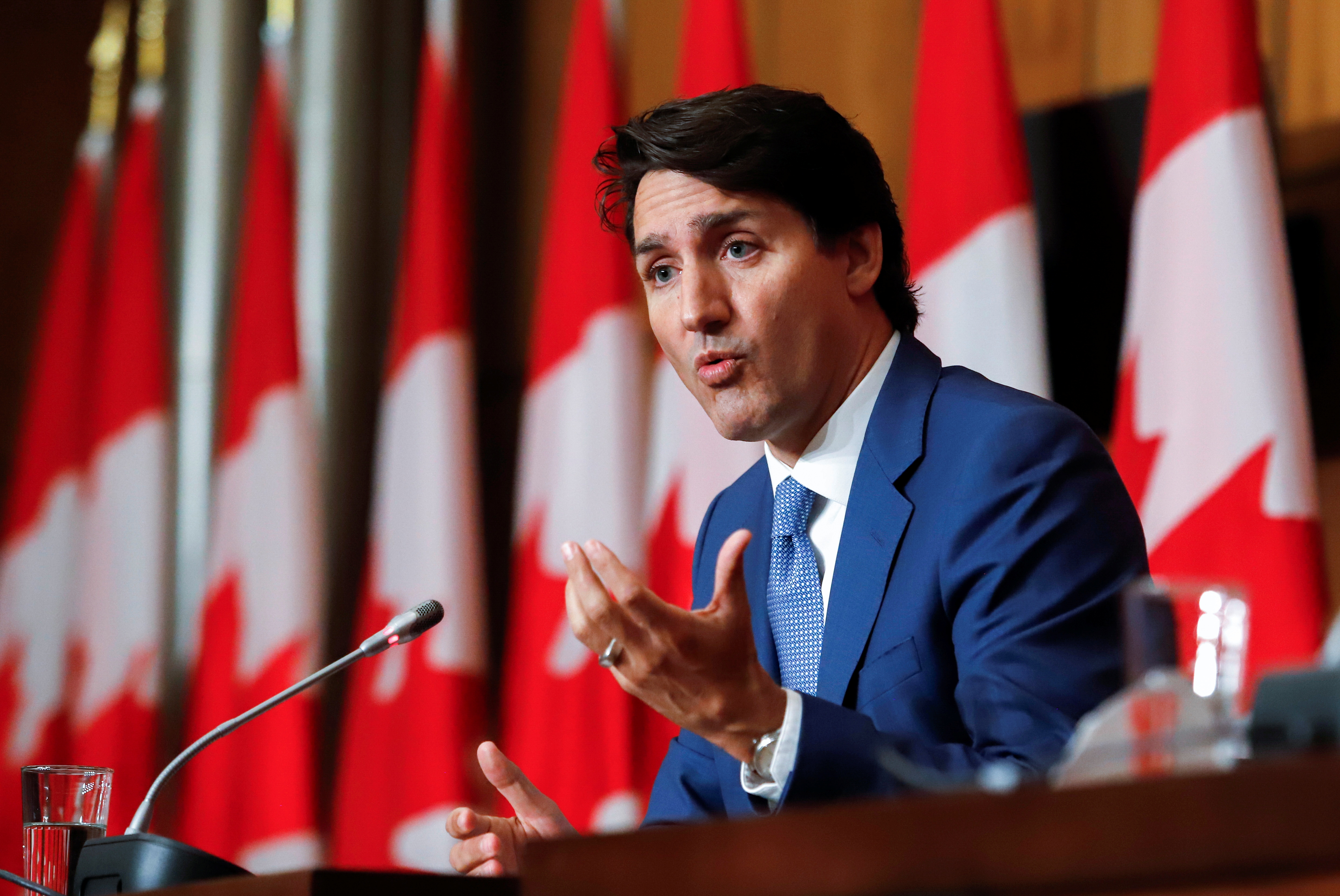 Canada's Prime Minister Justin Trudeau speaks during a news conference in Ottawa