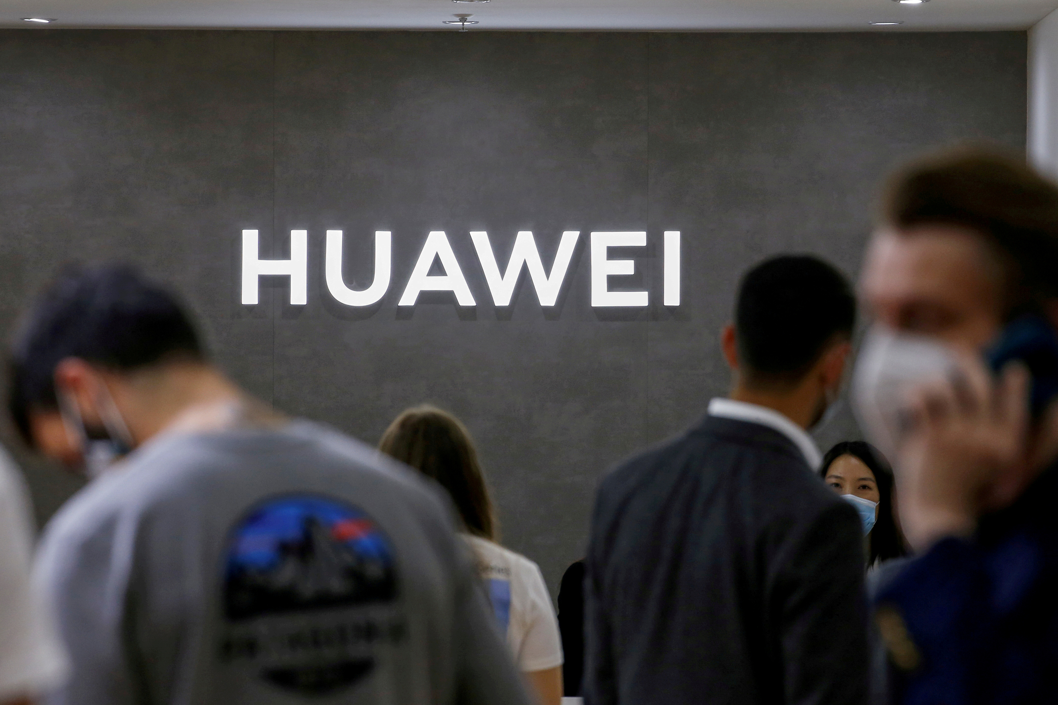 The Huawei logo is seen at the IFA consumer technology fair, in Berlin