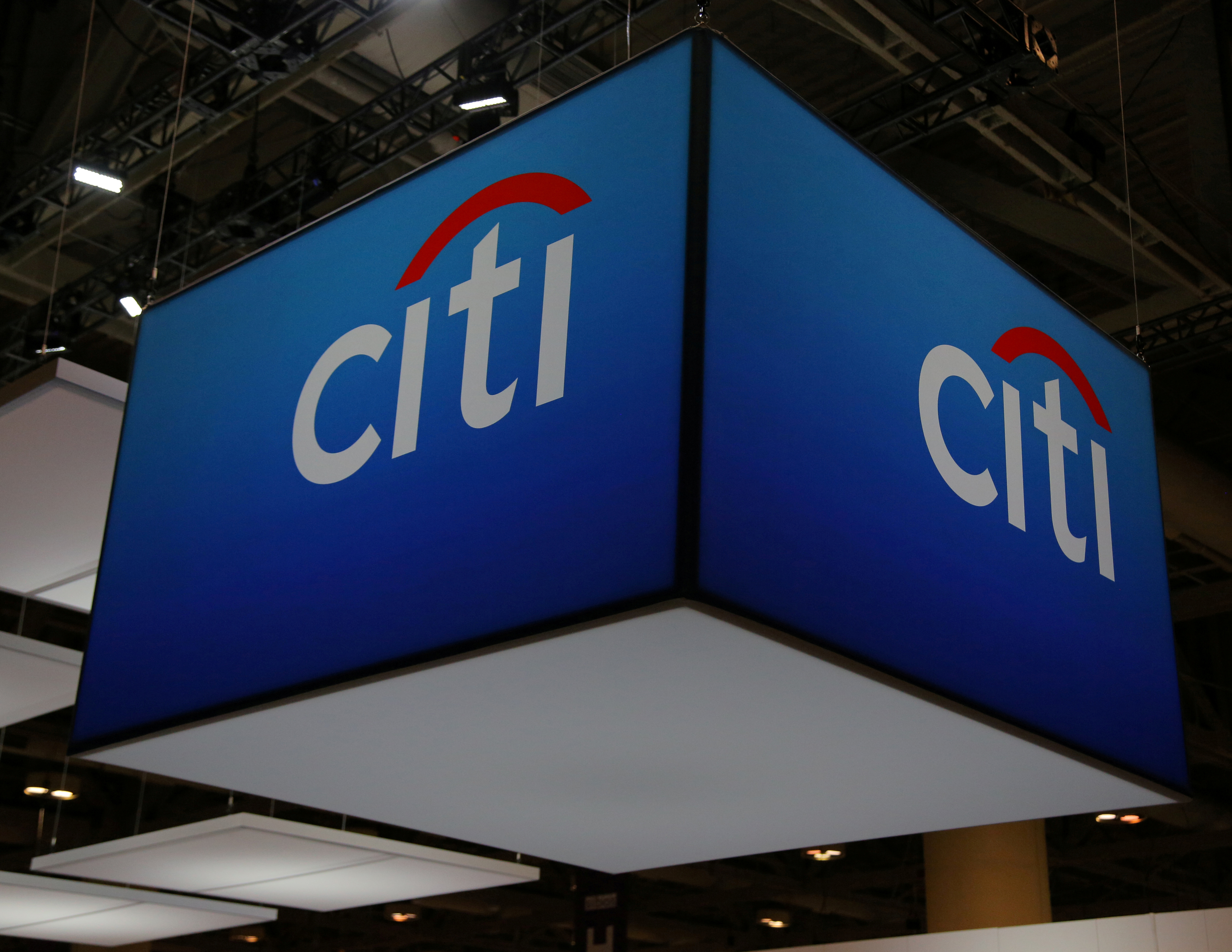 The Citigroup Inc (Citi) logo is seen at the SIBOS banking and financial conference in Toronto, Ontario, Canada October 19, 2017. Picture taken October 19, 2017. REUTERS/Chris Helgren/File Photo