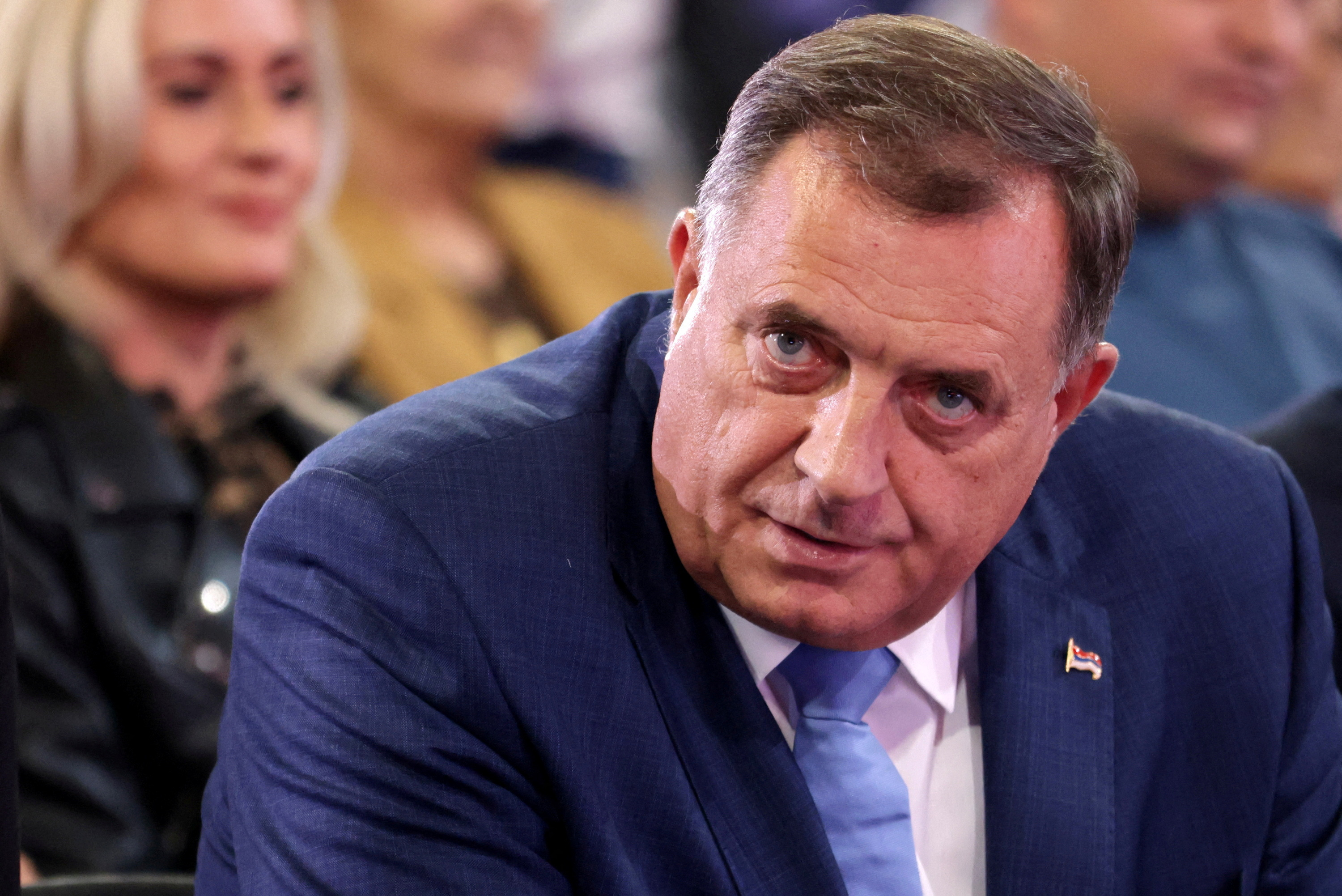 Serb candidate for President of Republika Srpska Milorad Dodik of the Alliance of Independent Social Democrats (SNSD) attends a pre-election rally in Gradiska