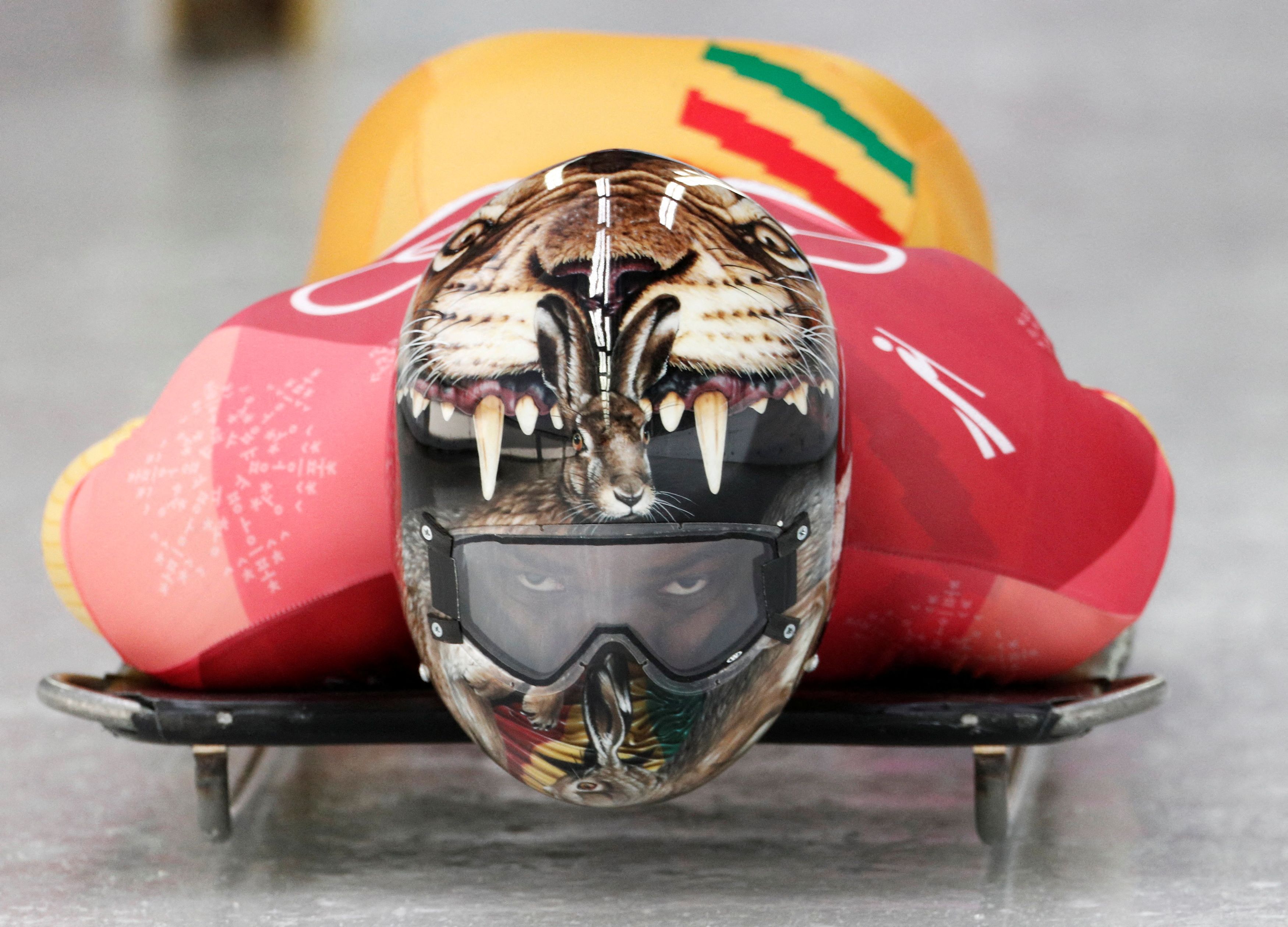Skeleton – Pyeongchang 2018 Winter Olympics – Men’s Competition – Olympic Sliding Centre - Pyeongchang, South Korea – February 15, 2018 - Akwasi Frimpong of Ghana in action during the heat. REUTERS/Edgar Su/File Photo