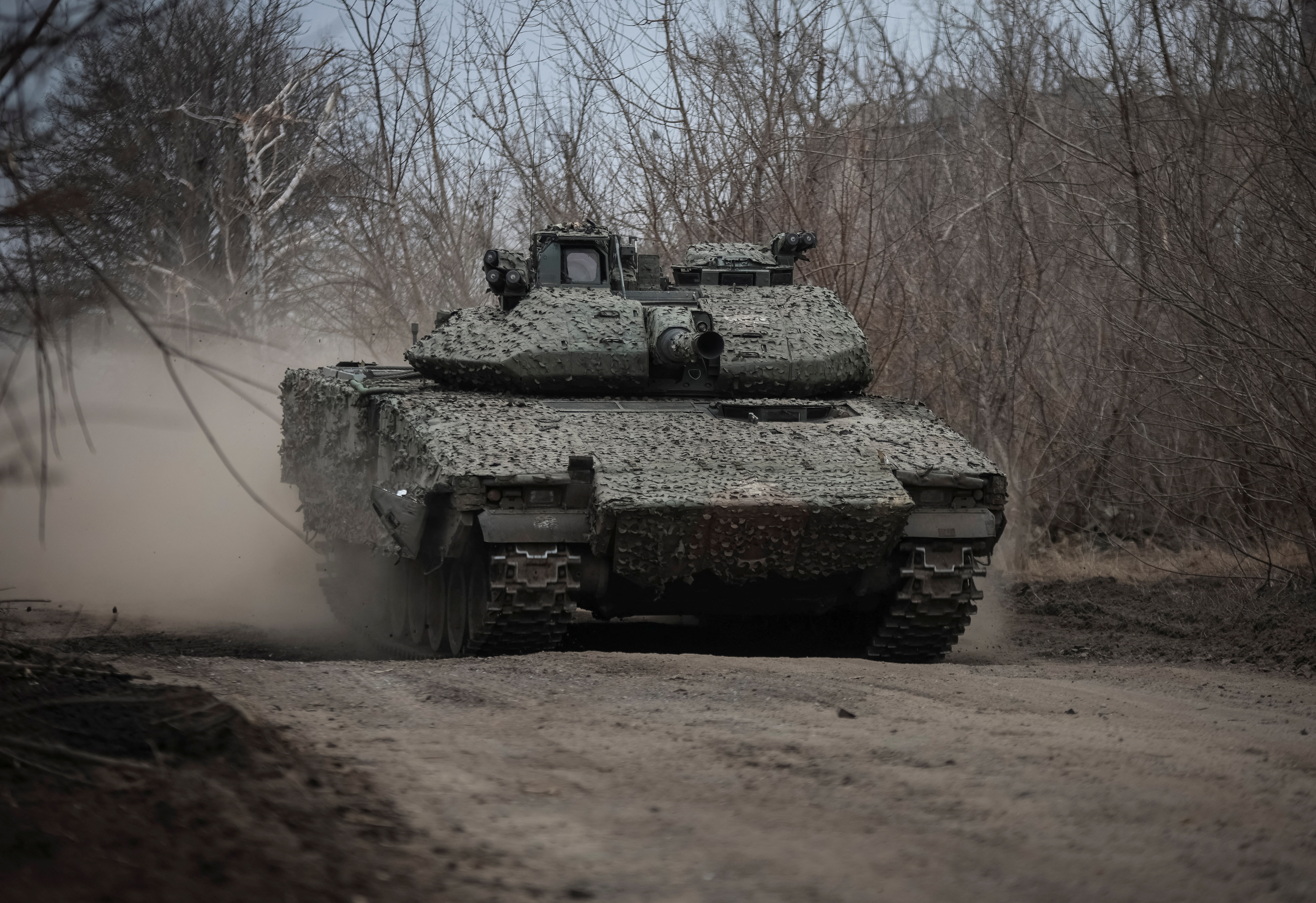 A Ukrainian CV-90 infantry fighting vehicle is driven near the frontline town of Chasiv Yar