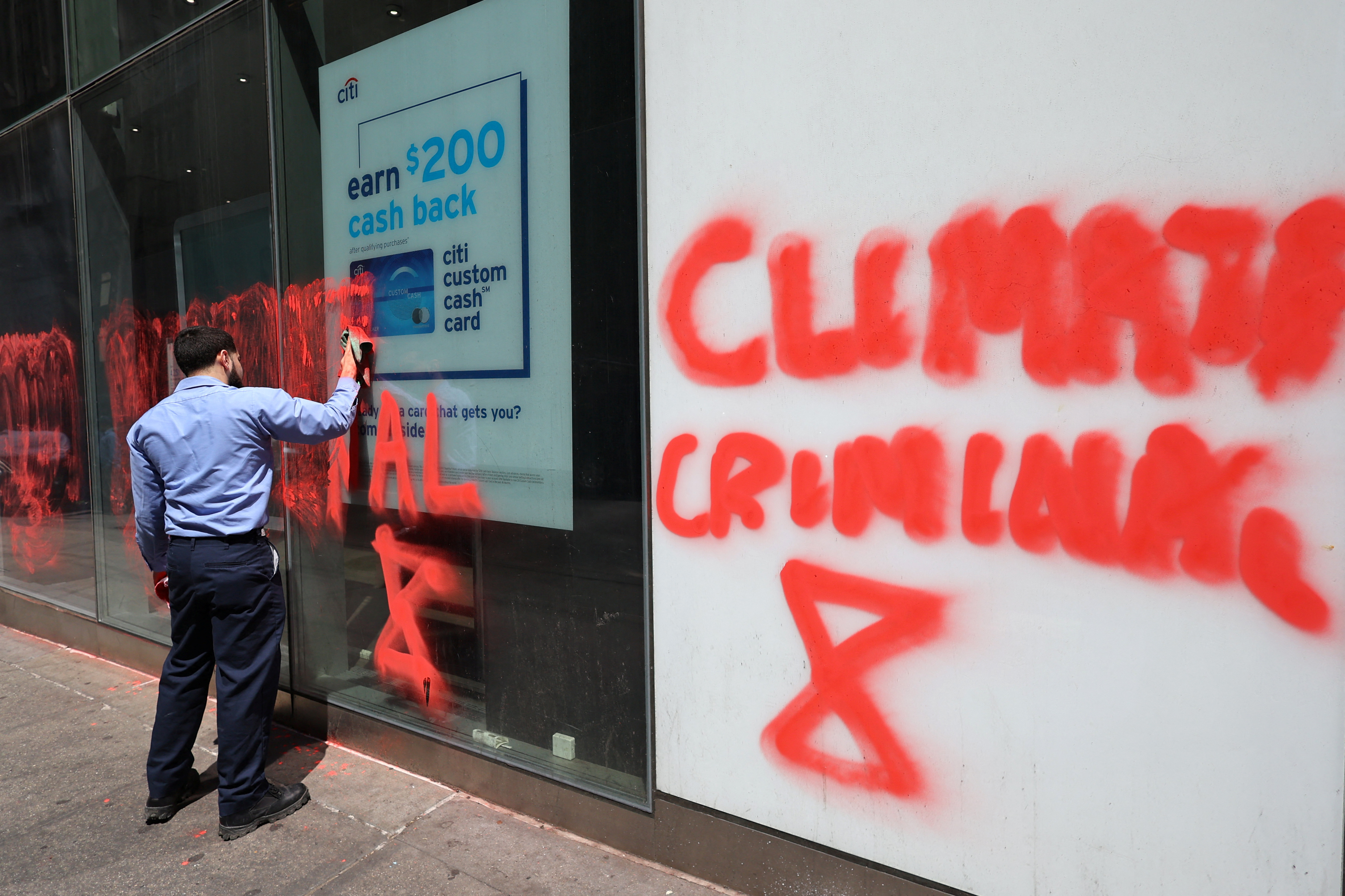 Climate protestors vandalize Citibank branch in New York City