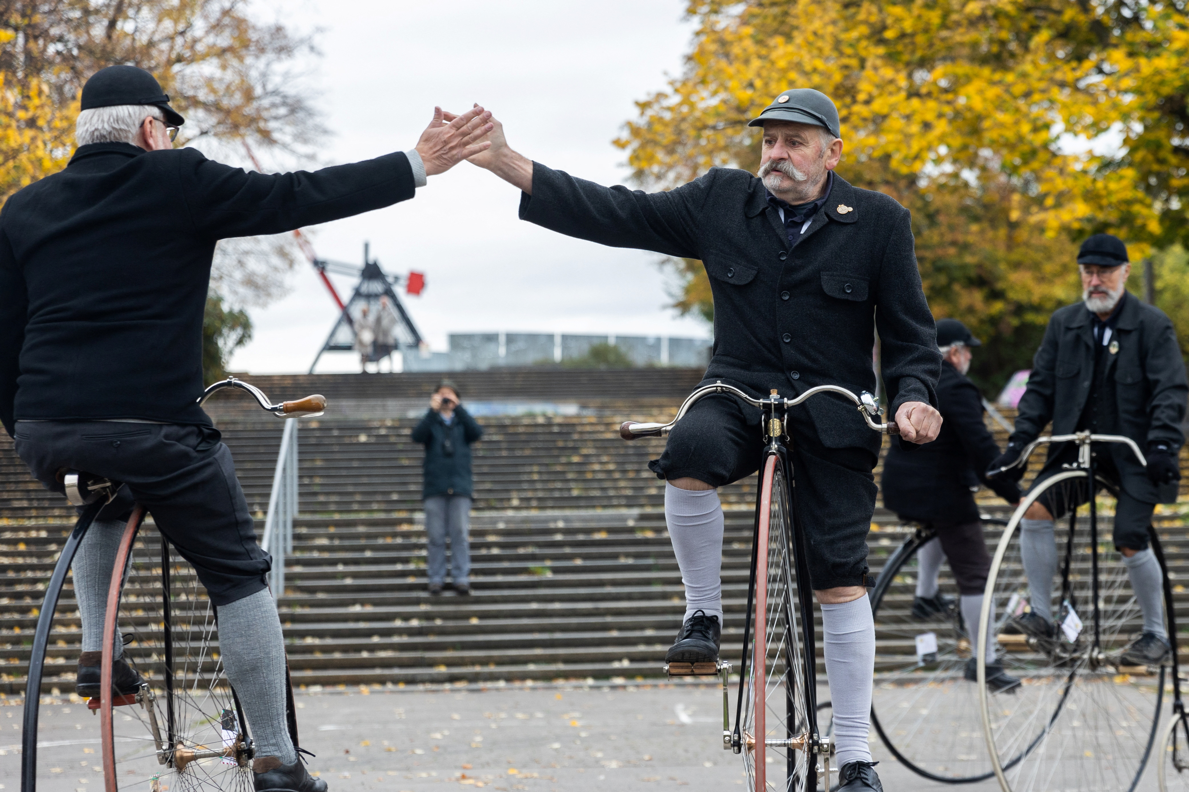 Riding high: The annual penny farthing bicycle race in Prague