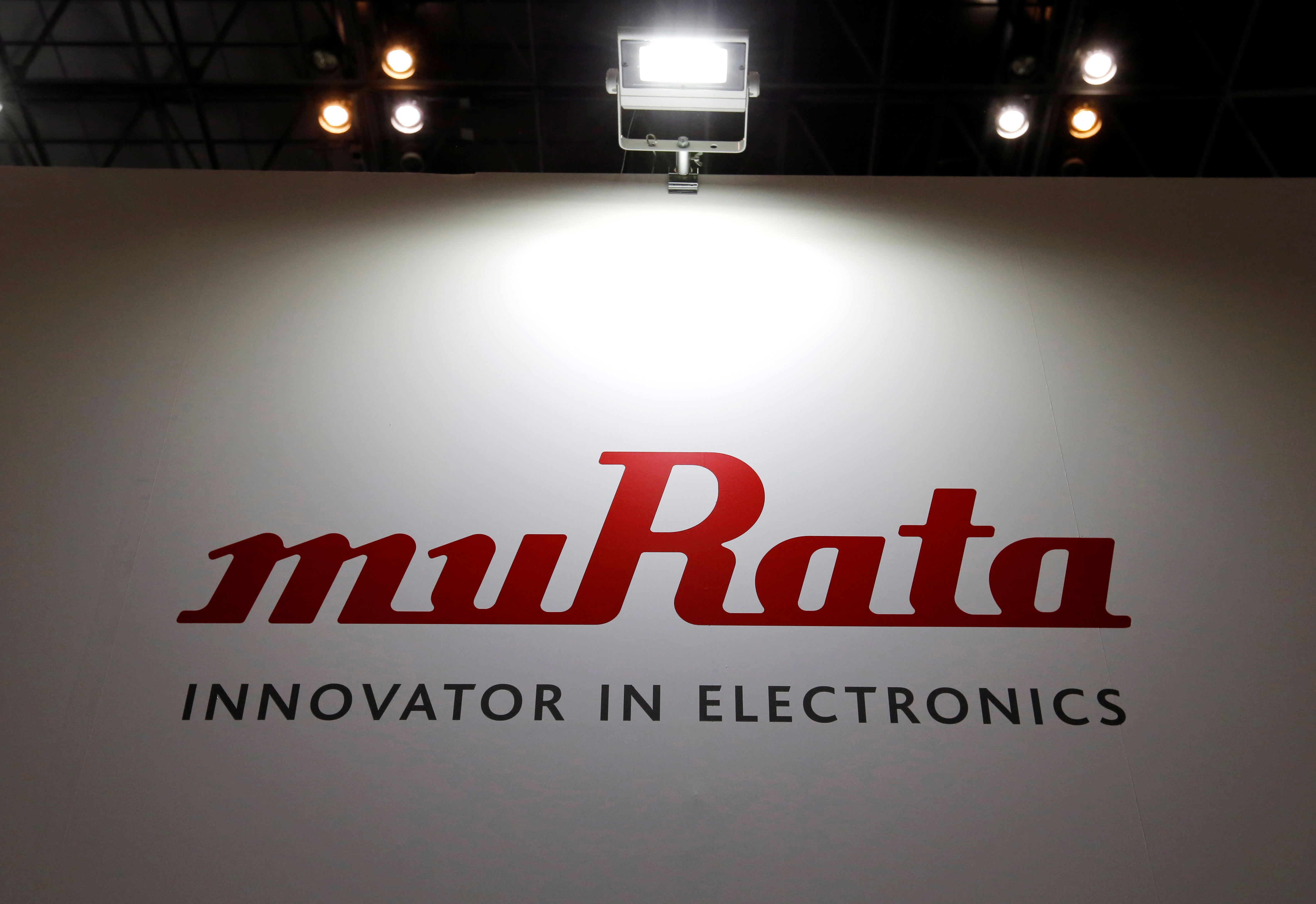 A logo of Murata Manufacturing Co is pictured at CEATEC JAPAN 2016 in Chiba