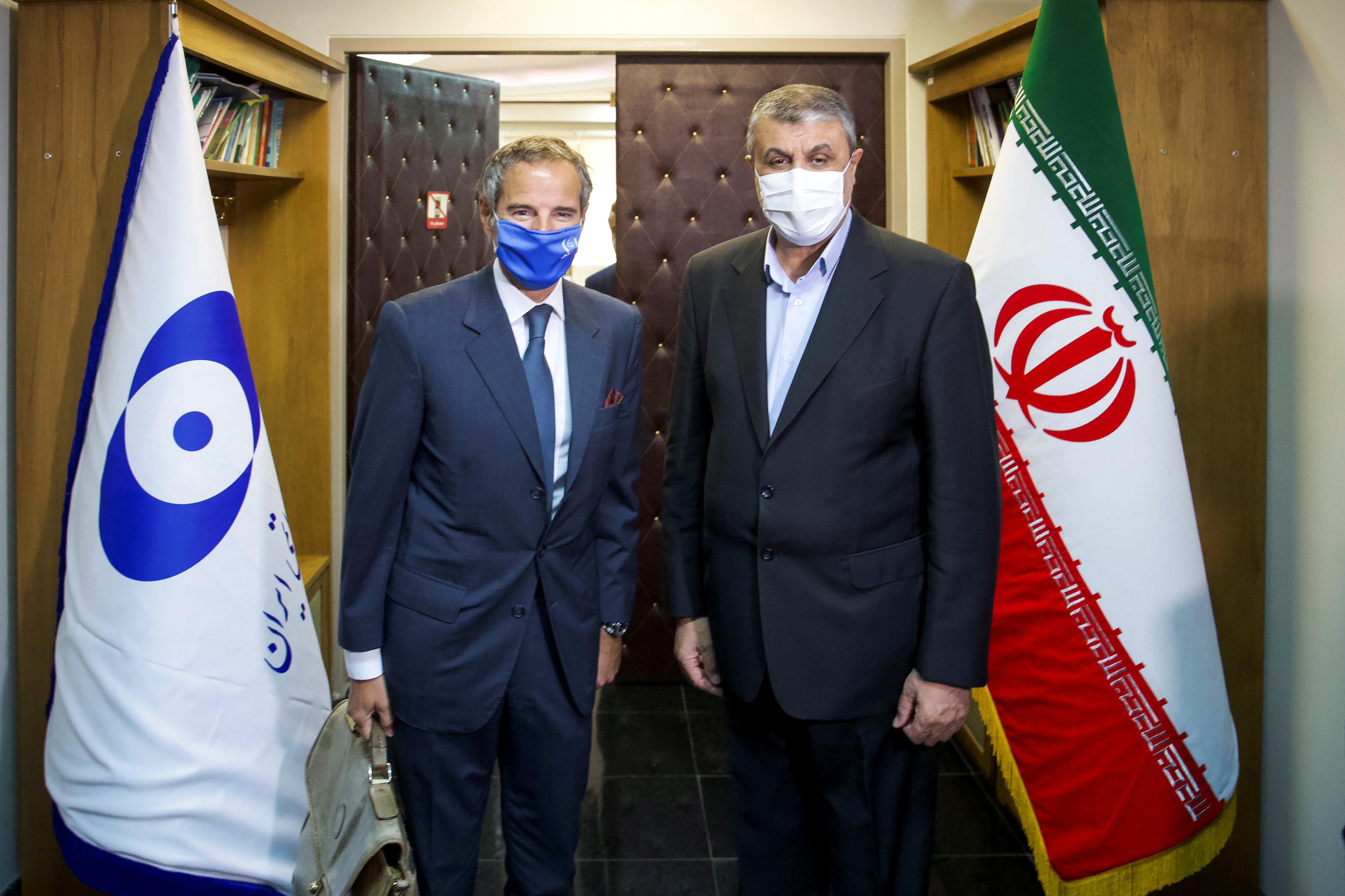 IAEA Director General Grossi meets with head of Iran's Atomic Energy Organization Eslami, in Tehran