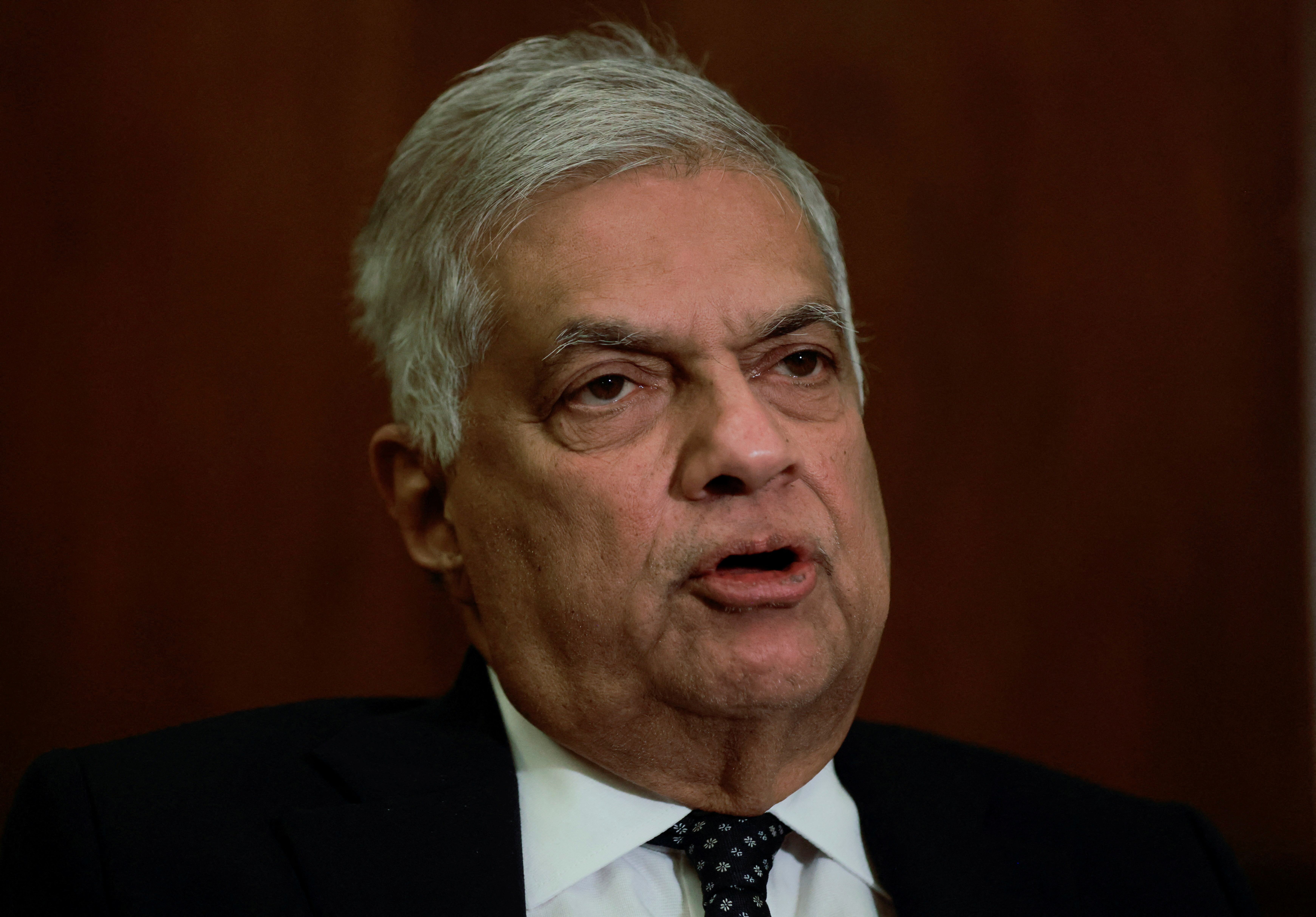 Sri Lanka's President Wickremesinghe attends an interview with Reuters at his office in Colombo