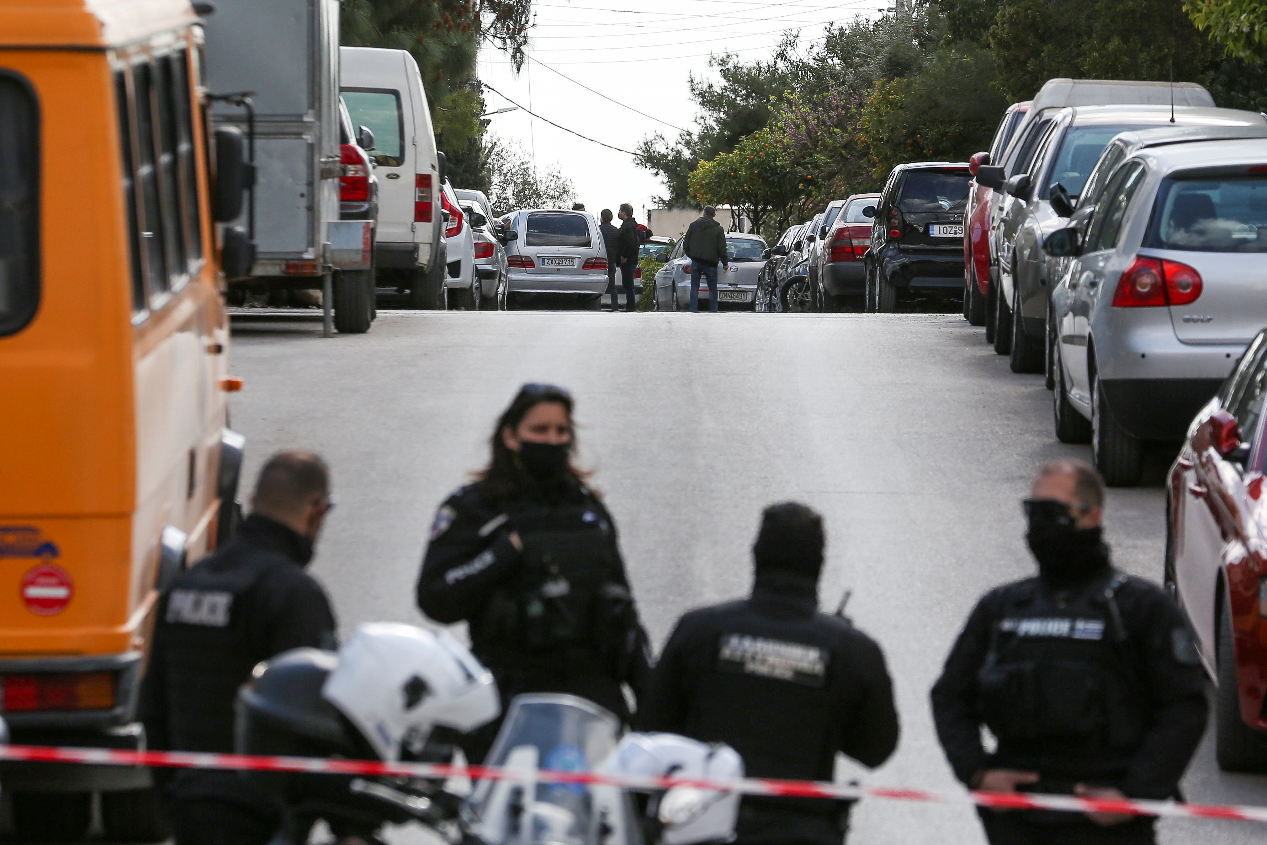 The road where Greek journalist George Karaivaz was fatally shot in Alimos, Athens