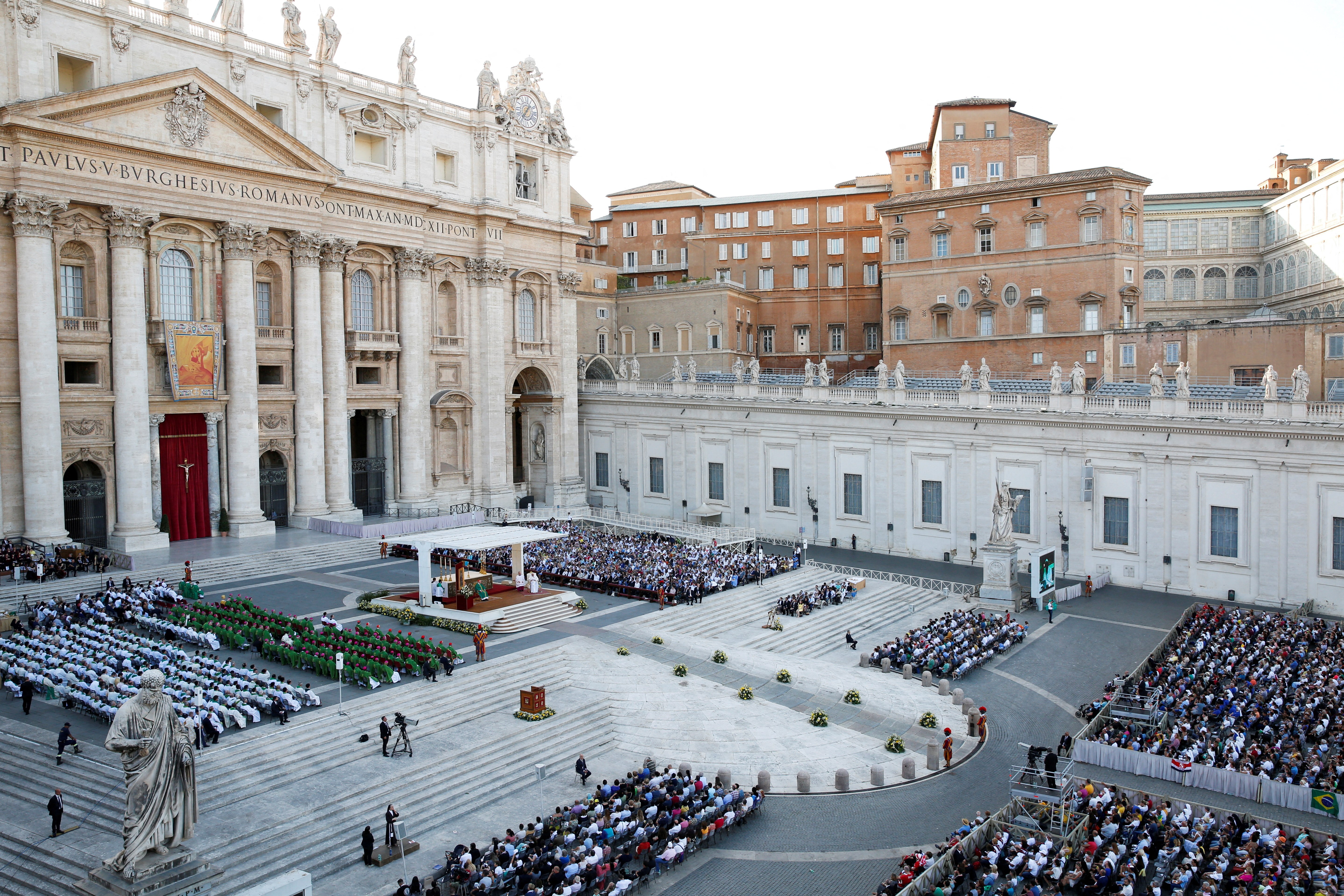 Pope Francis holds Holy Mass in St. Peter's Square