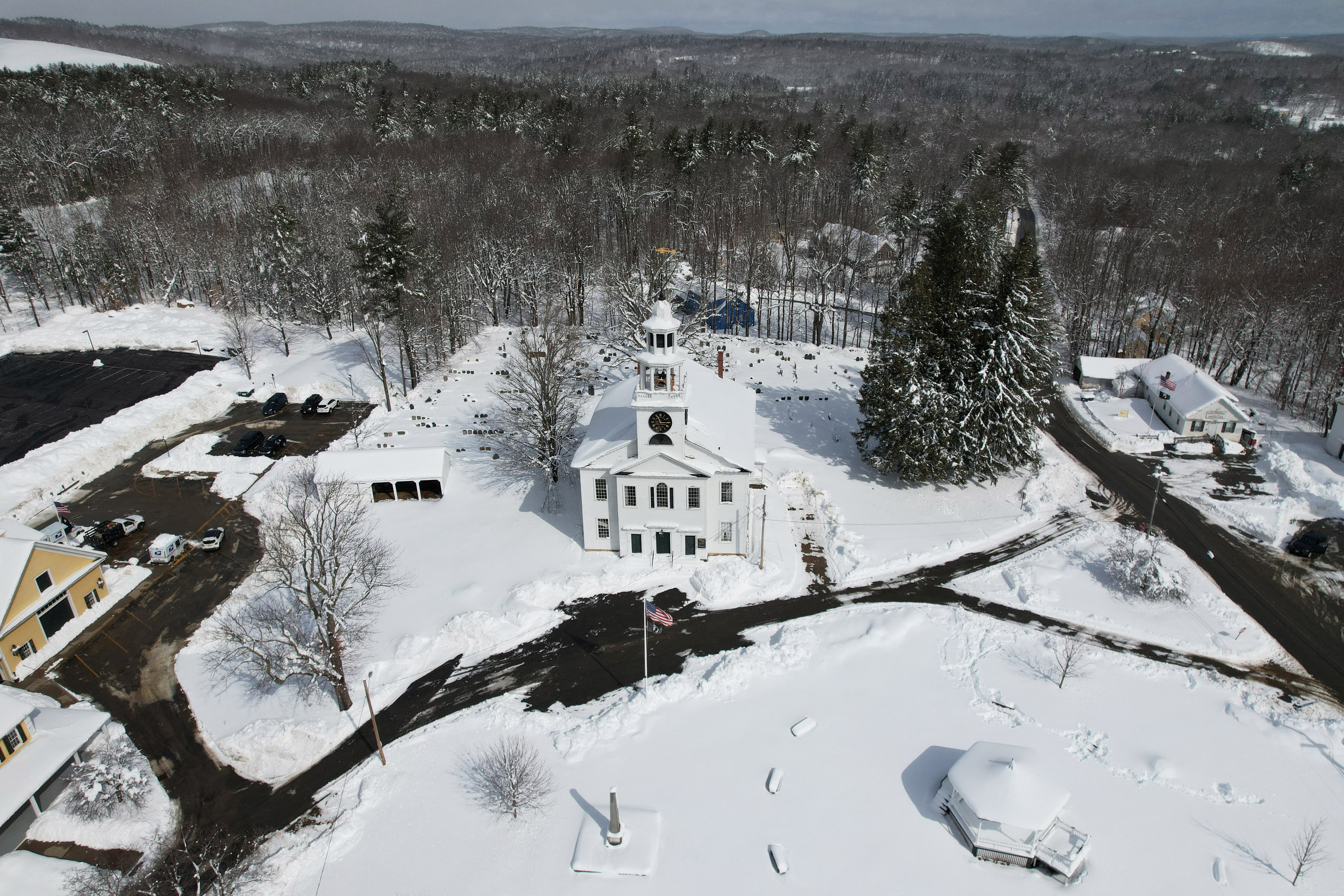 Snow from a recent nor'easter storm covers Ashby