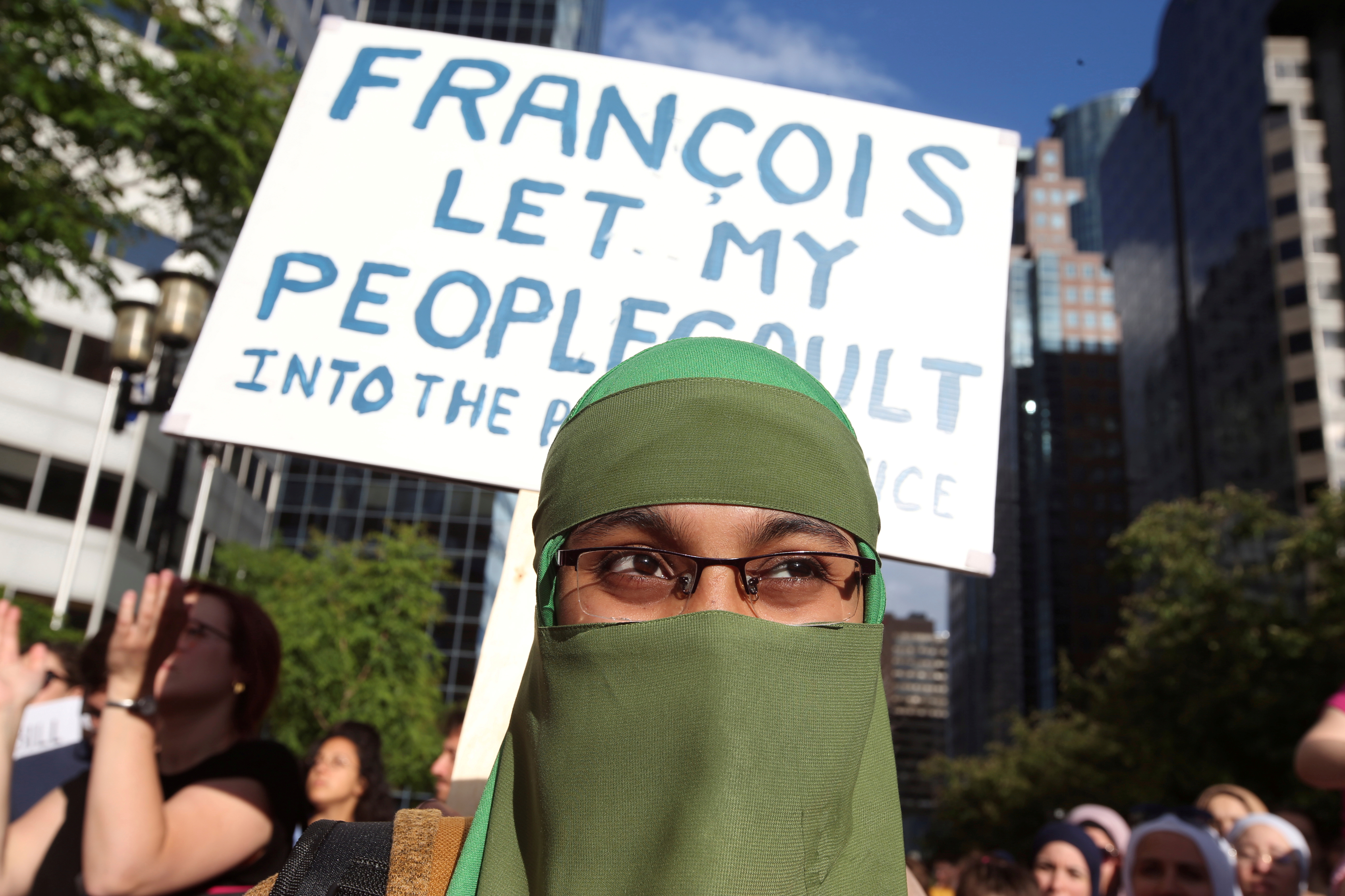 People protest Quebec's new Bill 21 in Montreal