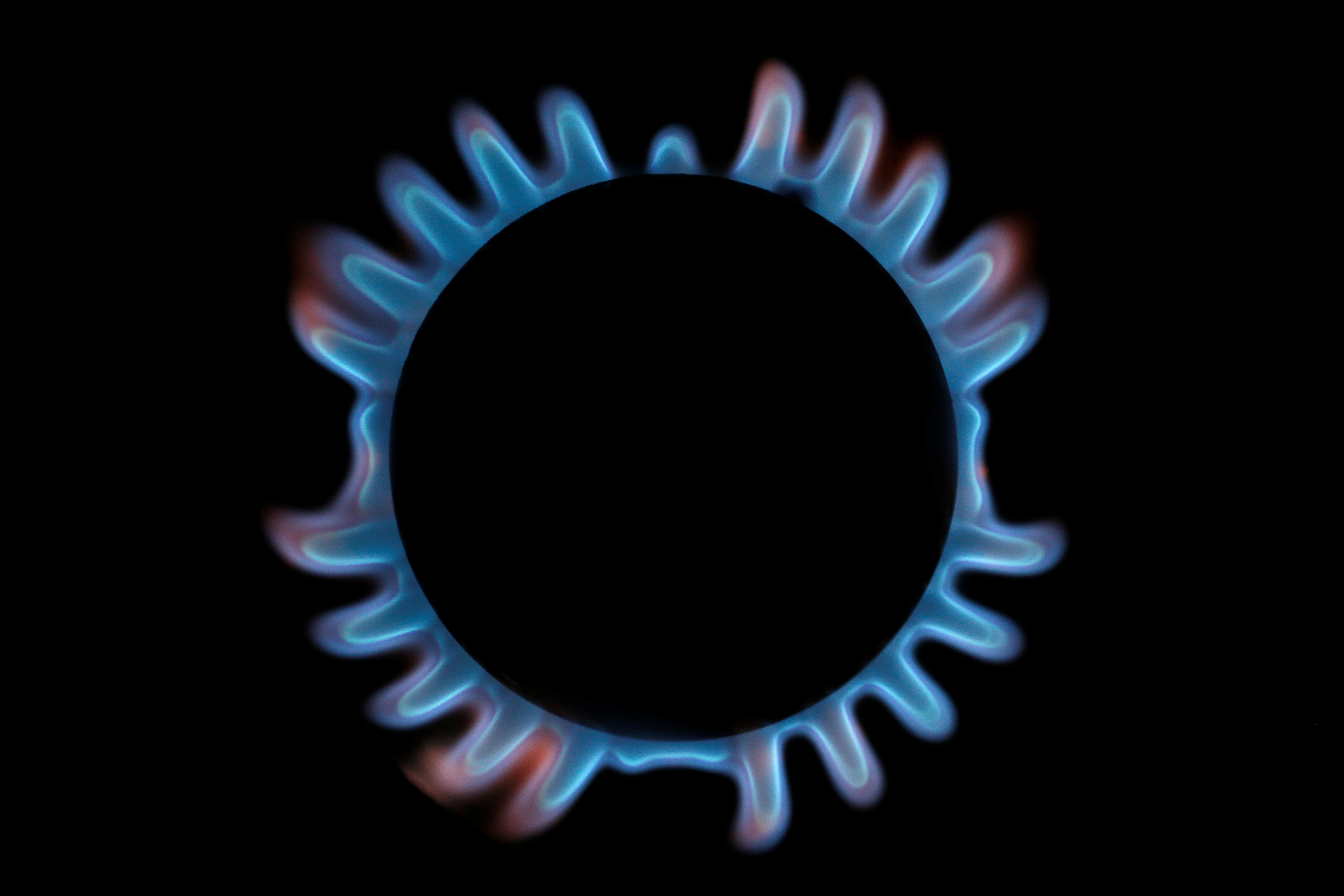 A gas hob is seen in this photo illustration taken in London