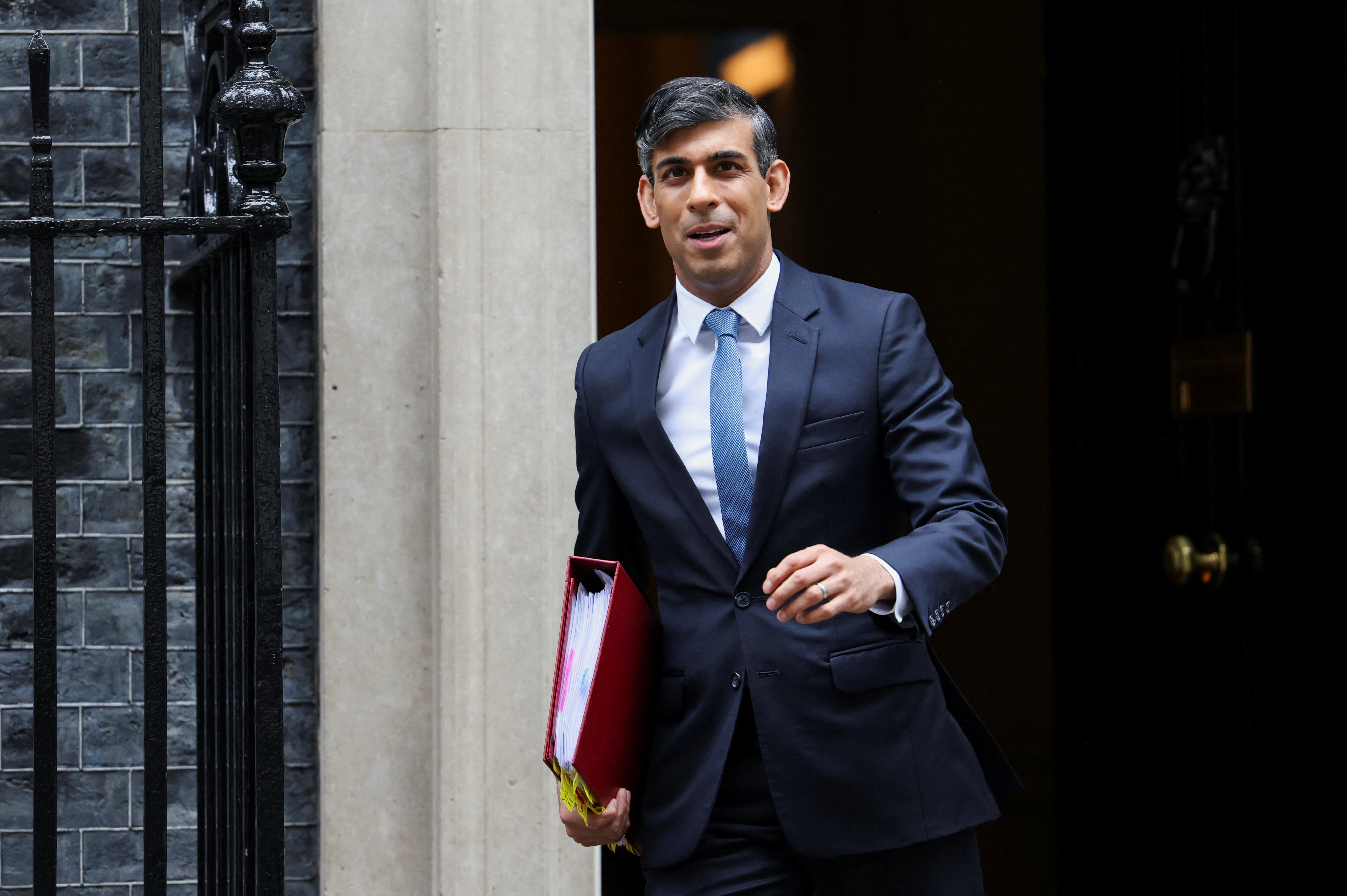 Britain's Prime Minister Rishi Sunak leaves Downing Street in London