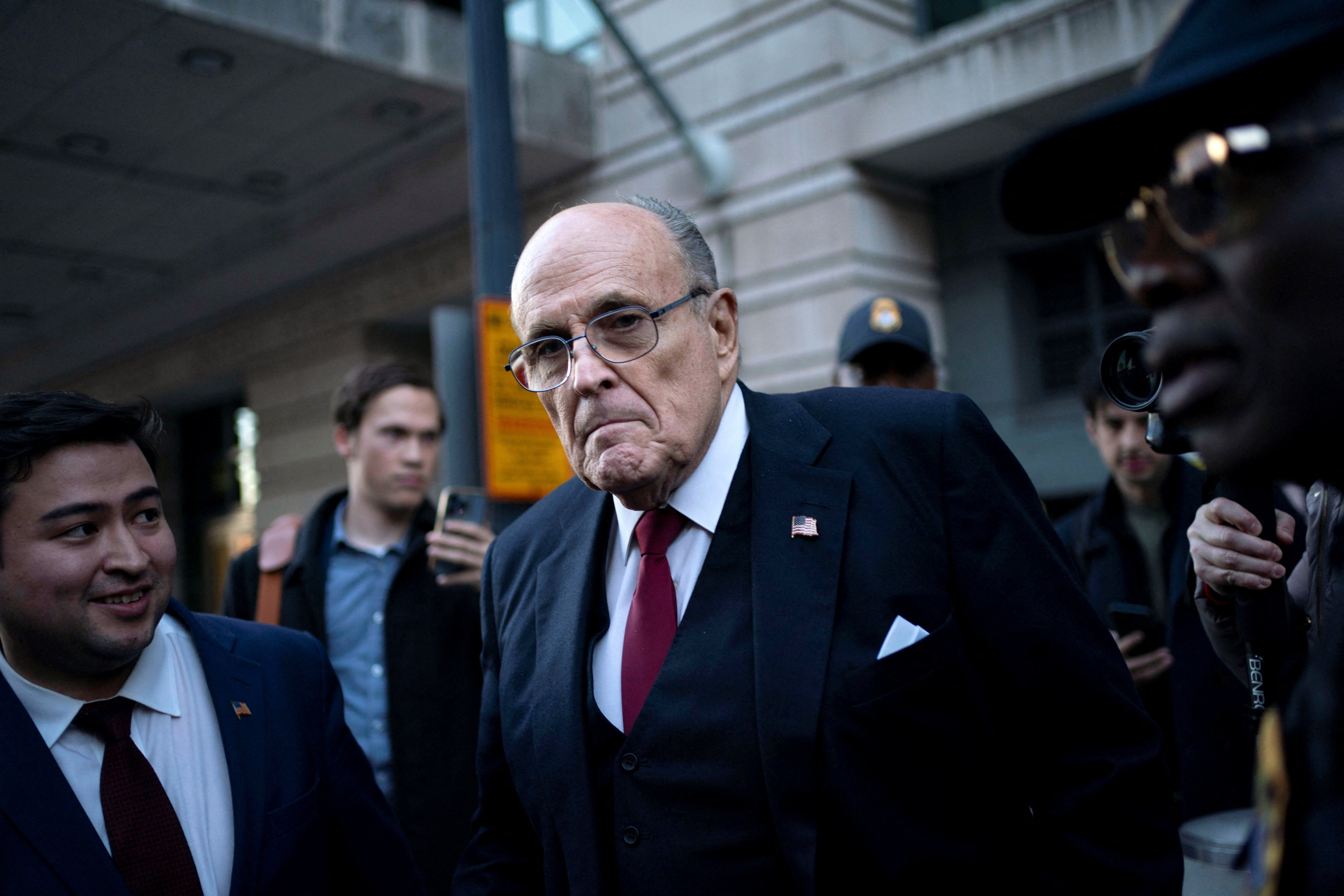 Former New York Mayor Rudy Giuliani departs defamation lawsuit at the District Courthouse in Washington