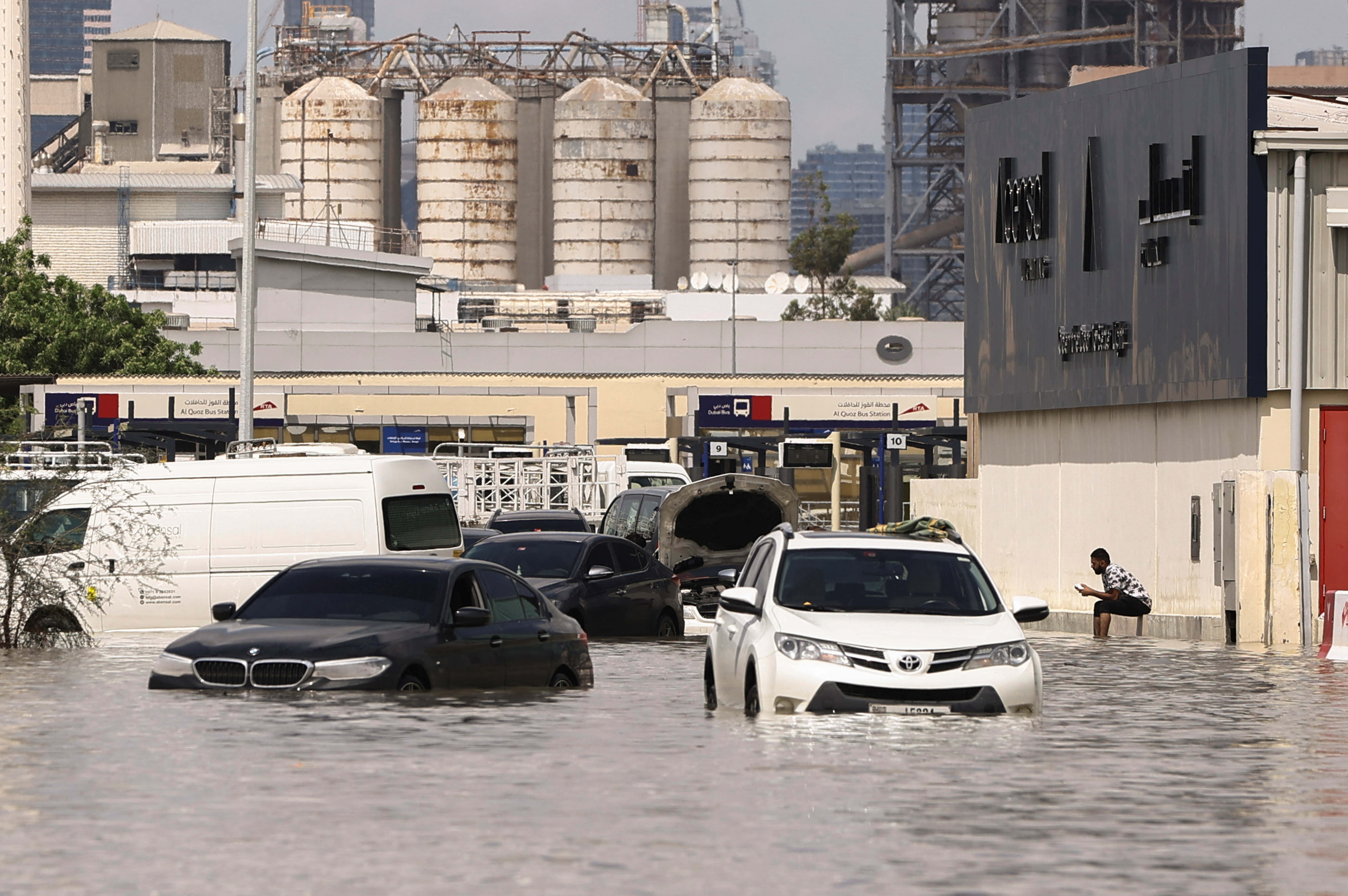 Atermath follwoing floods caused by heavy rains in Dubai