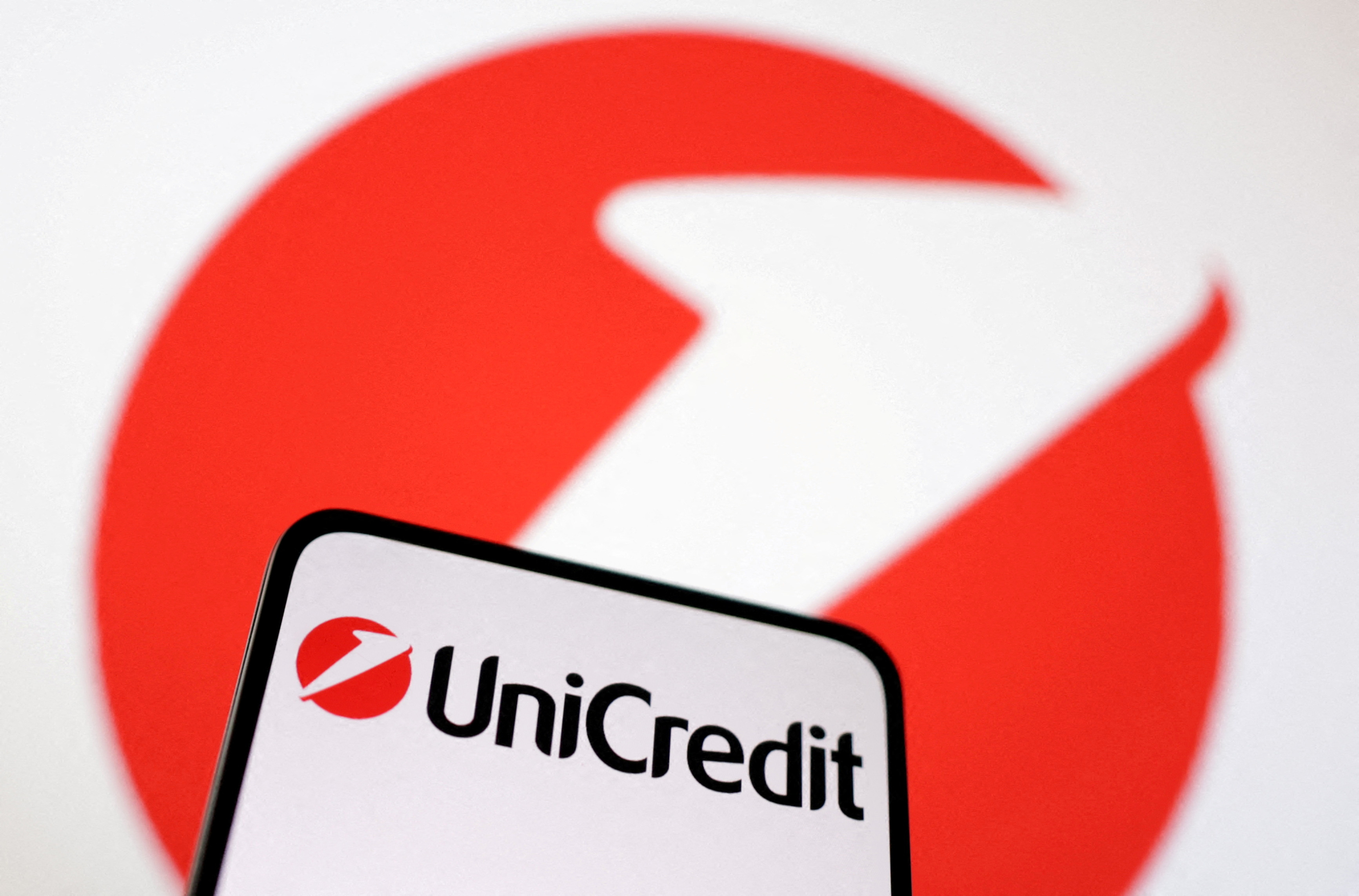 Illustration shows Unicredit Bank logo