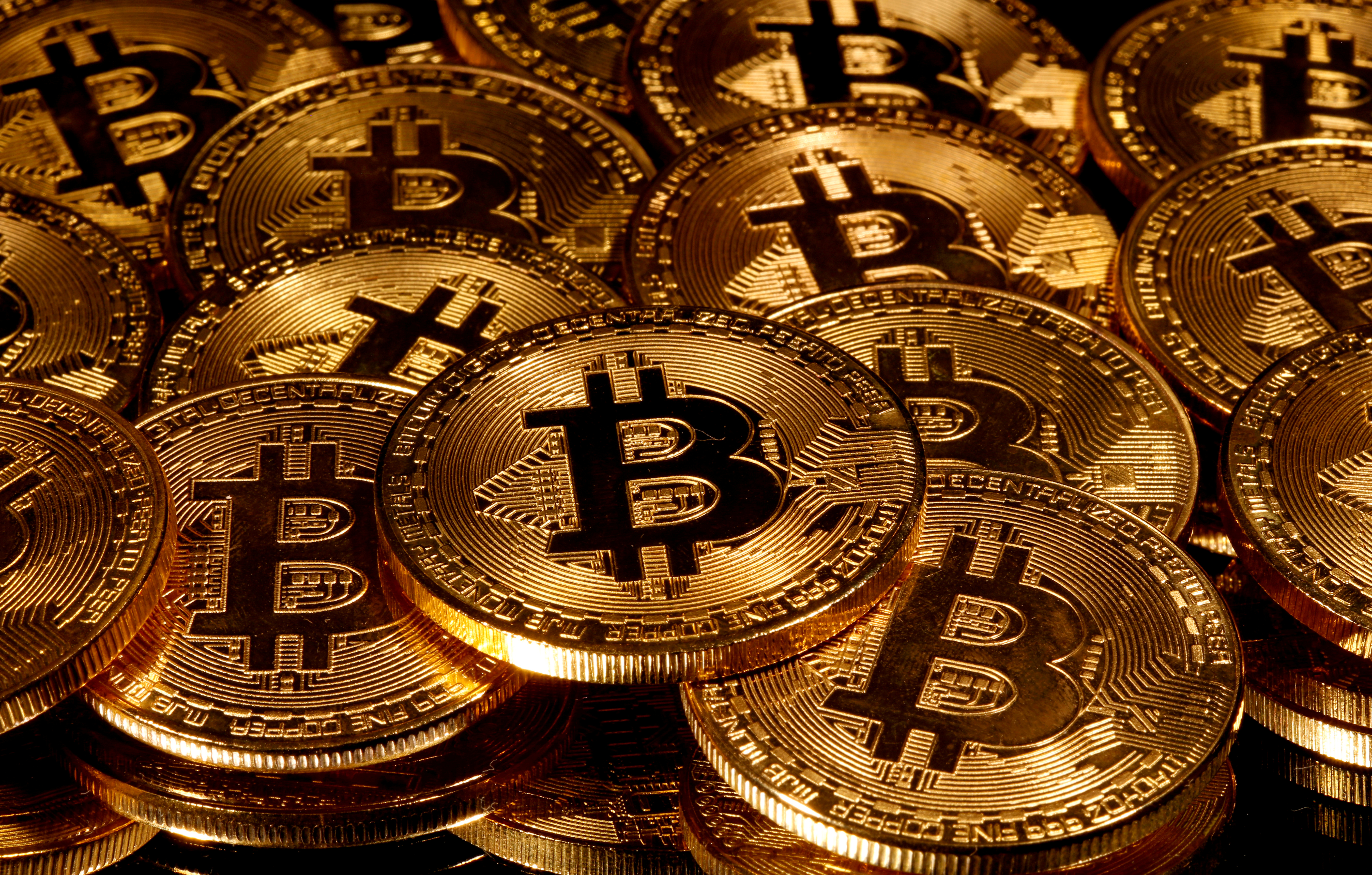 Representations of virtual currency Bitcoin are seen in this picture illustration