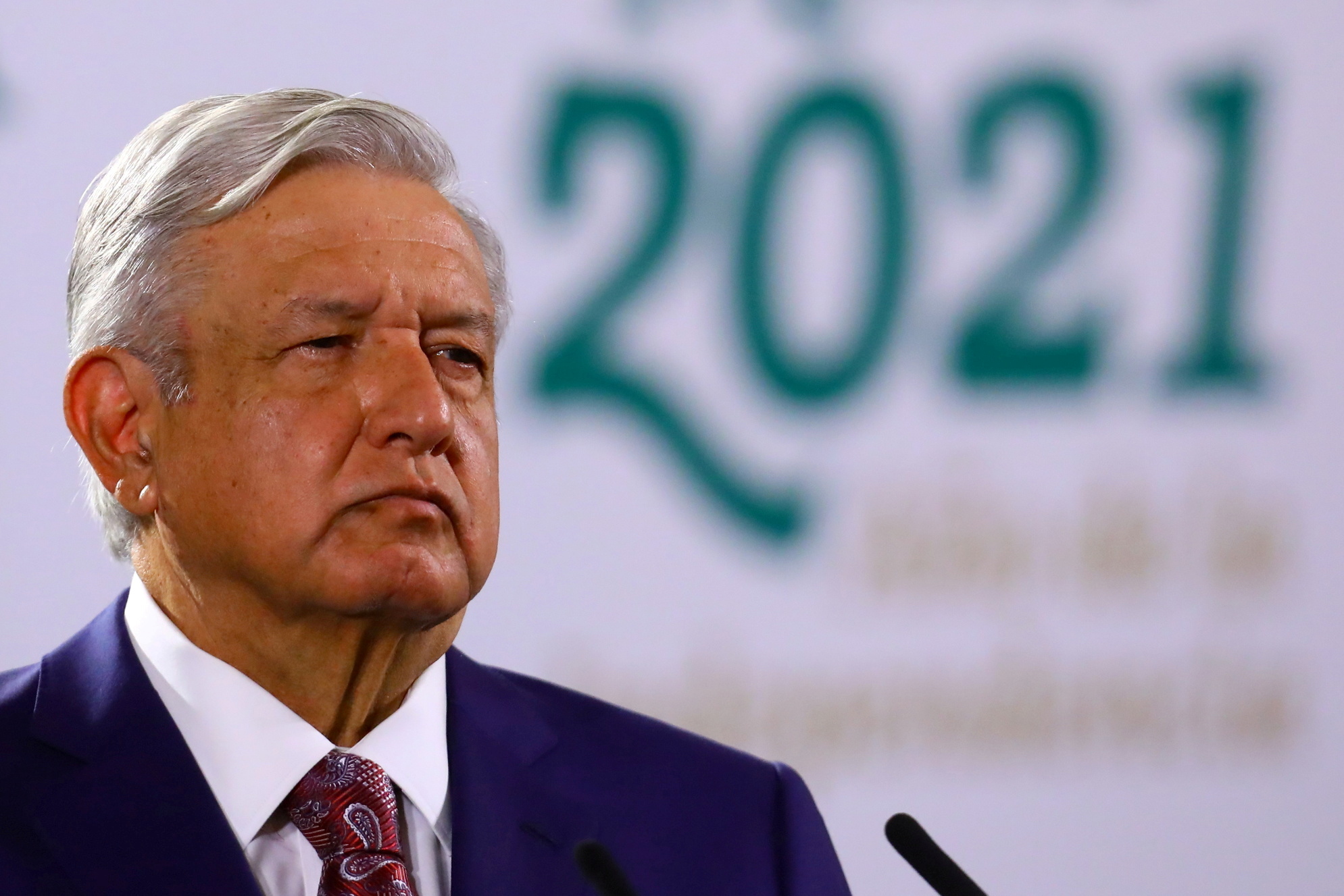 Mexico's President Lopez attends a news conference at the National Palace in Mexico City