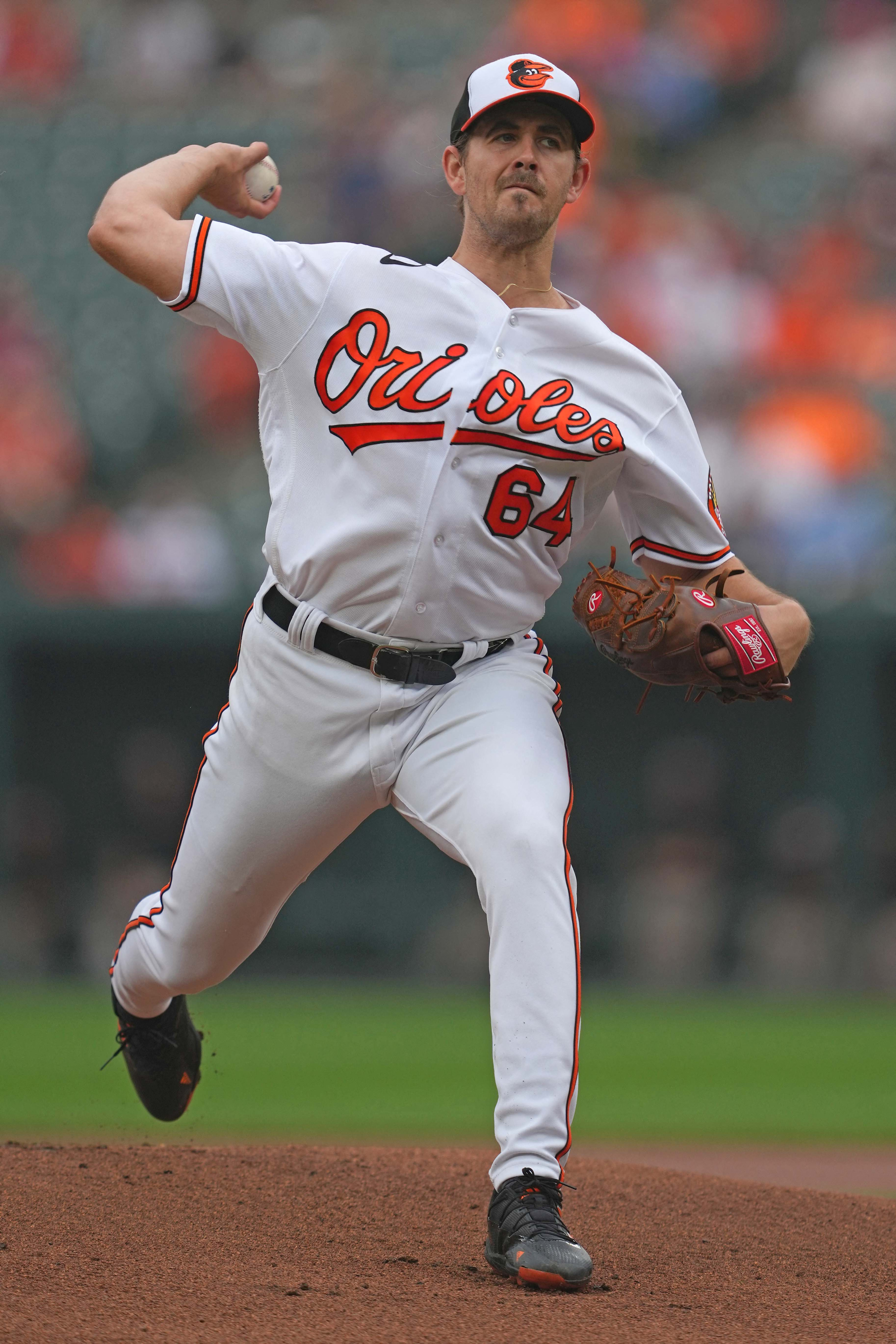 Baltimore Orioles pitcher Dean Kremer, right, is congratulated by catcher  Adley Rutschman after pitching a 6-0 shutout against the Houston Astros in  a baseball game, Friday, Sept. 23, 2022, in Baltimore. (AP