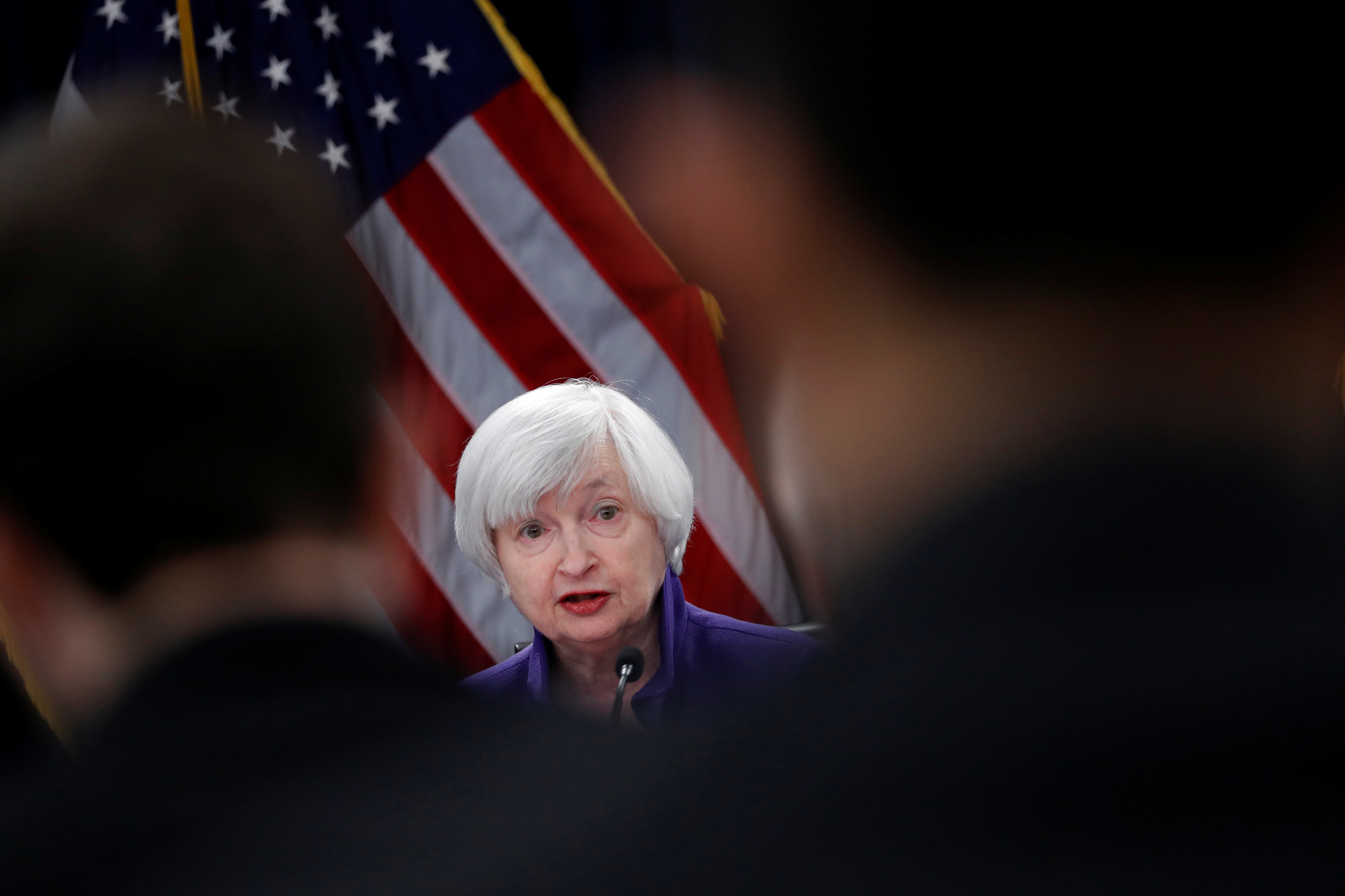Yellen holds a news conference in Washington