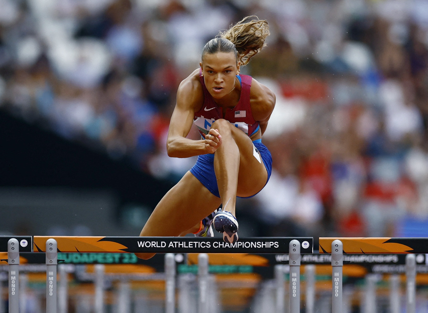 American Anna Hall leads after Day 1 of heptathlon at world championships