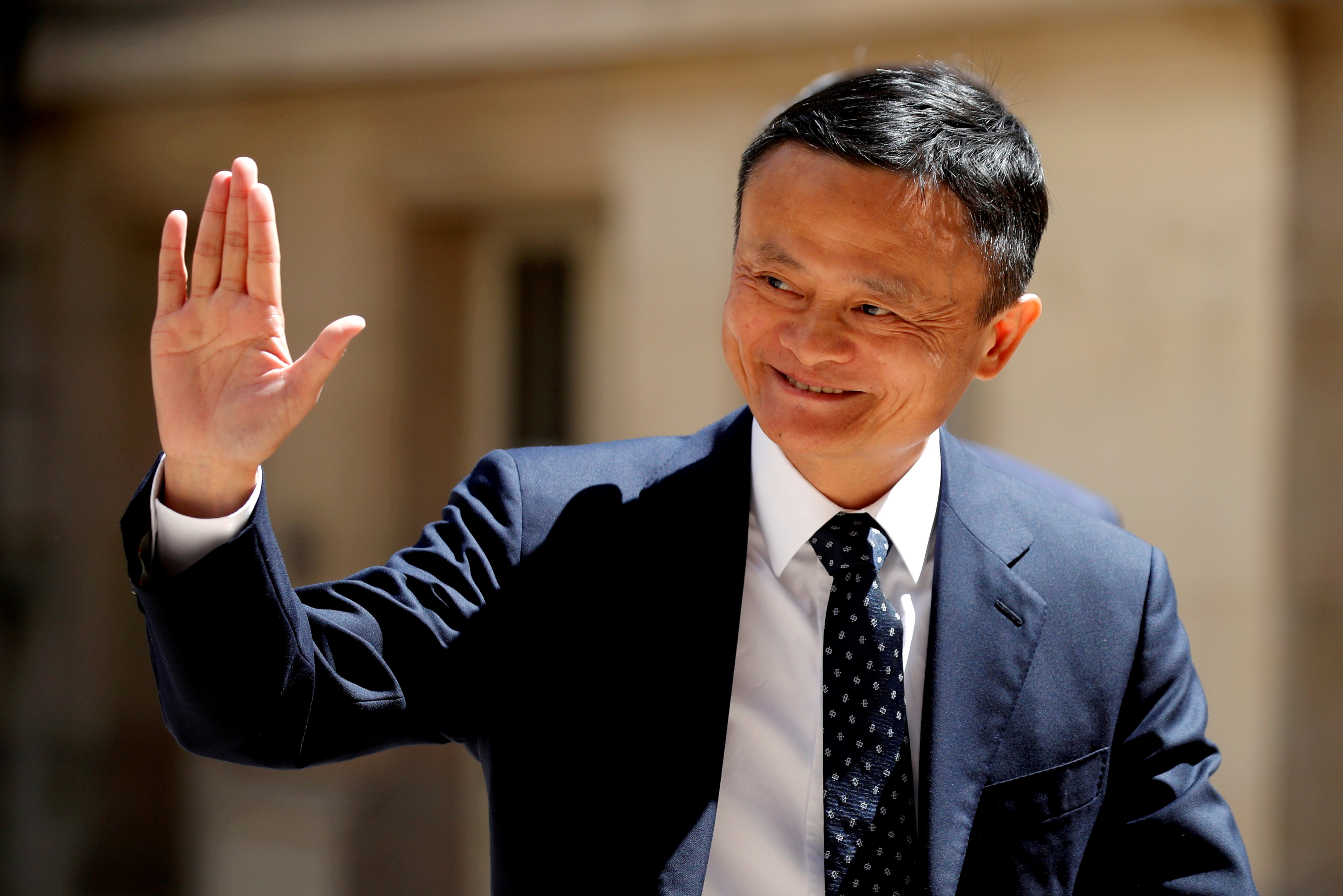 Jack Ma, billionaire founder of Alibaba Group, arrives at the 