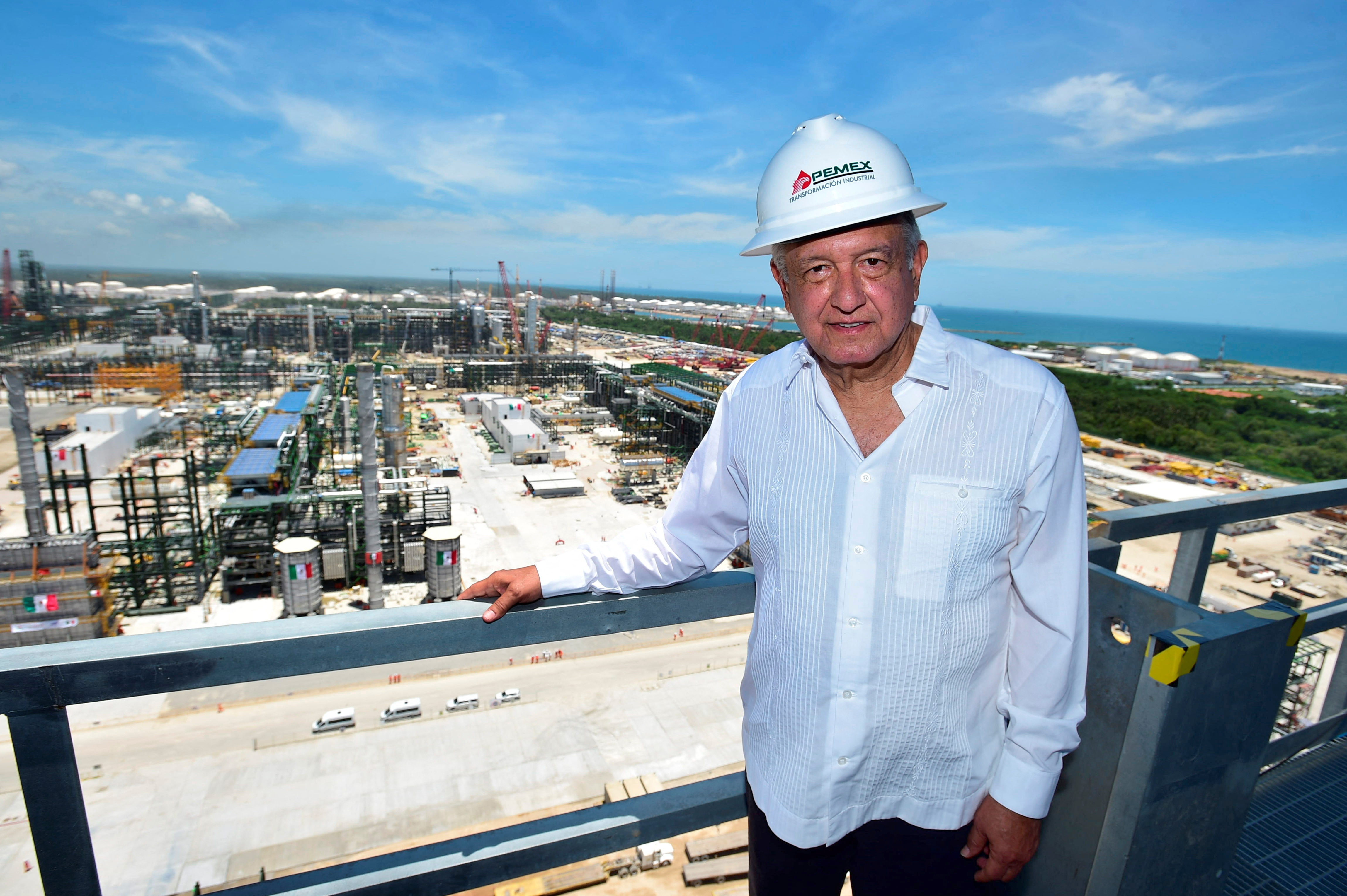 Mexican President Andres Manuel Lopez Obrador attends the opening of the Olmeca refinery, in Paraiso