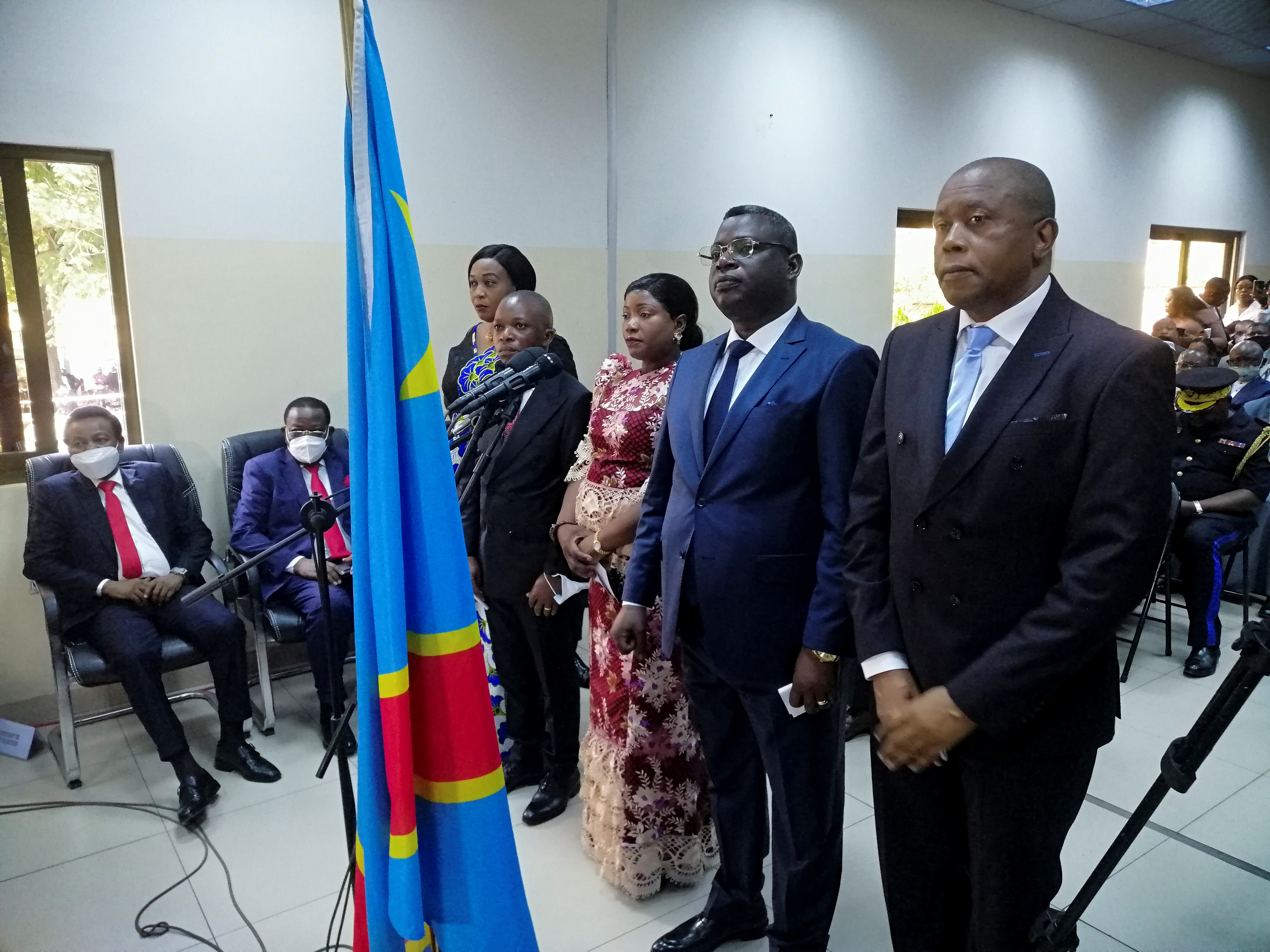 opDenis Kadima, new President of the Independent National Electoral Commission of the Democratic Republic of the Congo attends the swearing-in ceremony at the constitutional court in Kinshasa