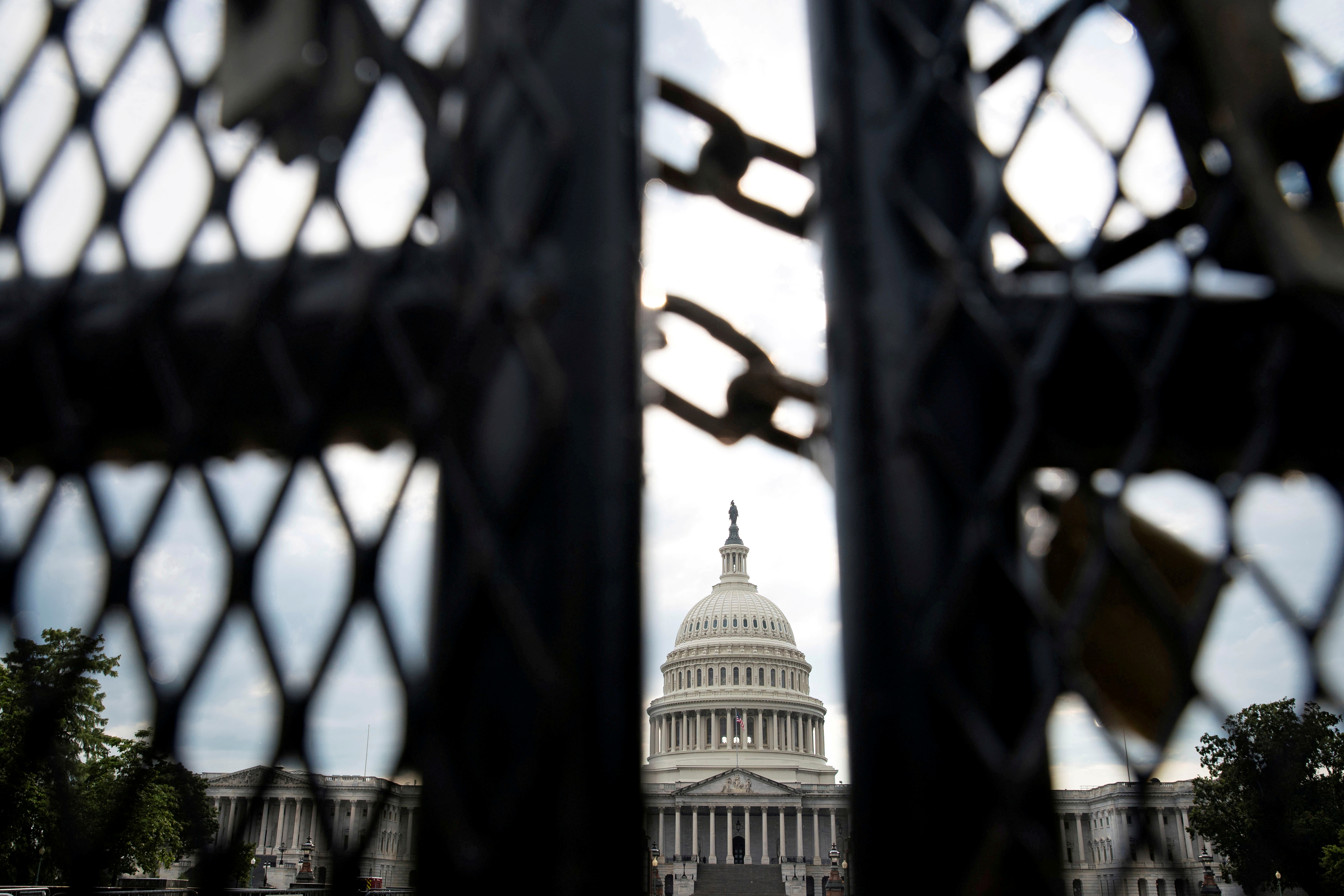 A security fence surrounds the U.S. Capitol in Washington