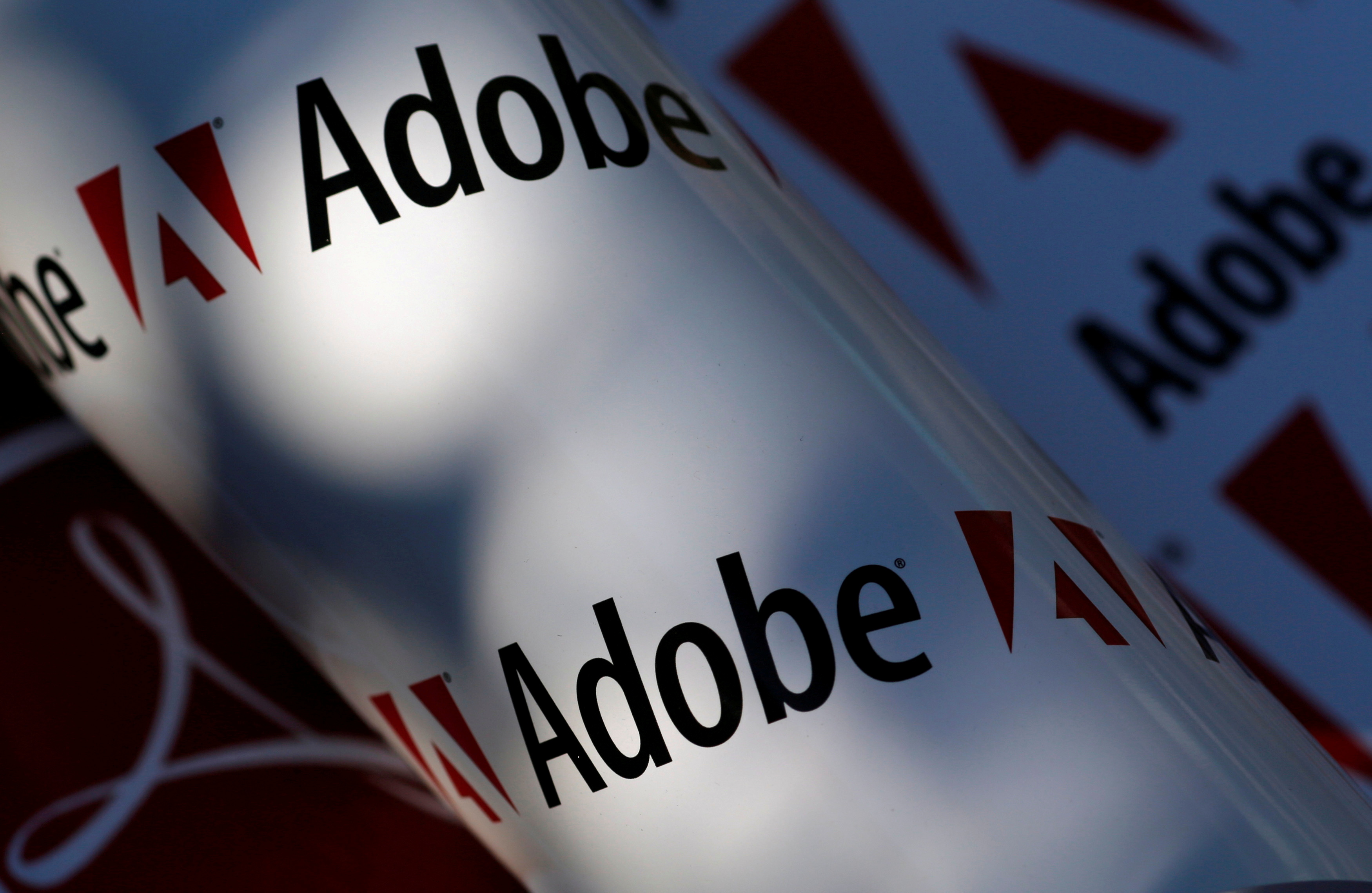 Picture illustration shows Adobe company logos, in Vienna