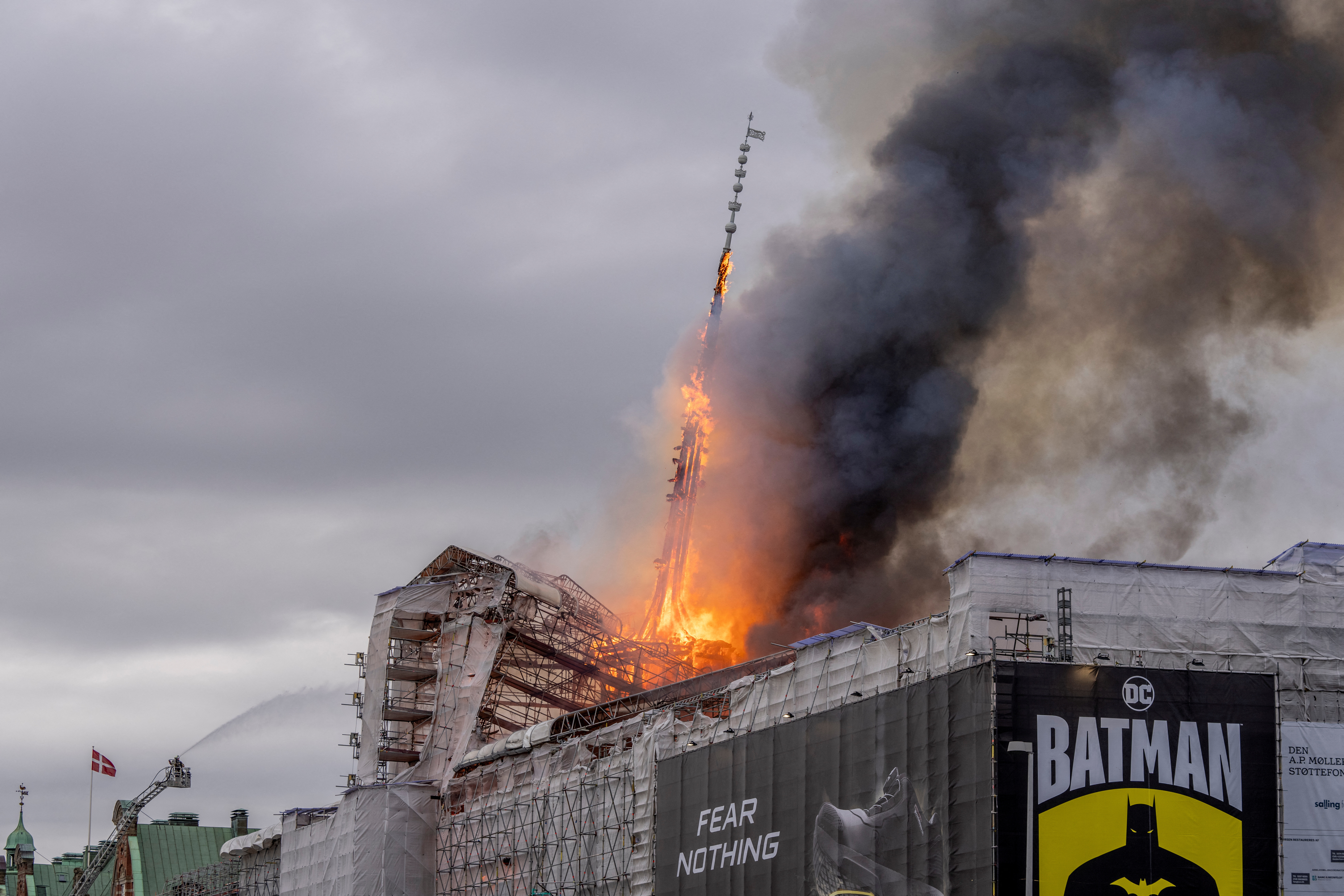 Fire at Stock Exchange, in Copenhagen
