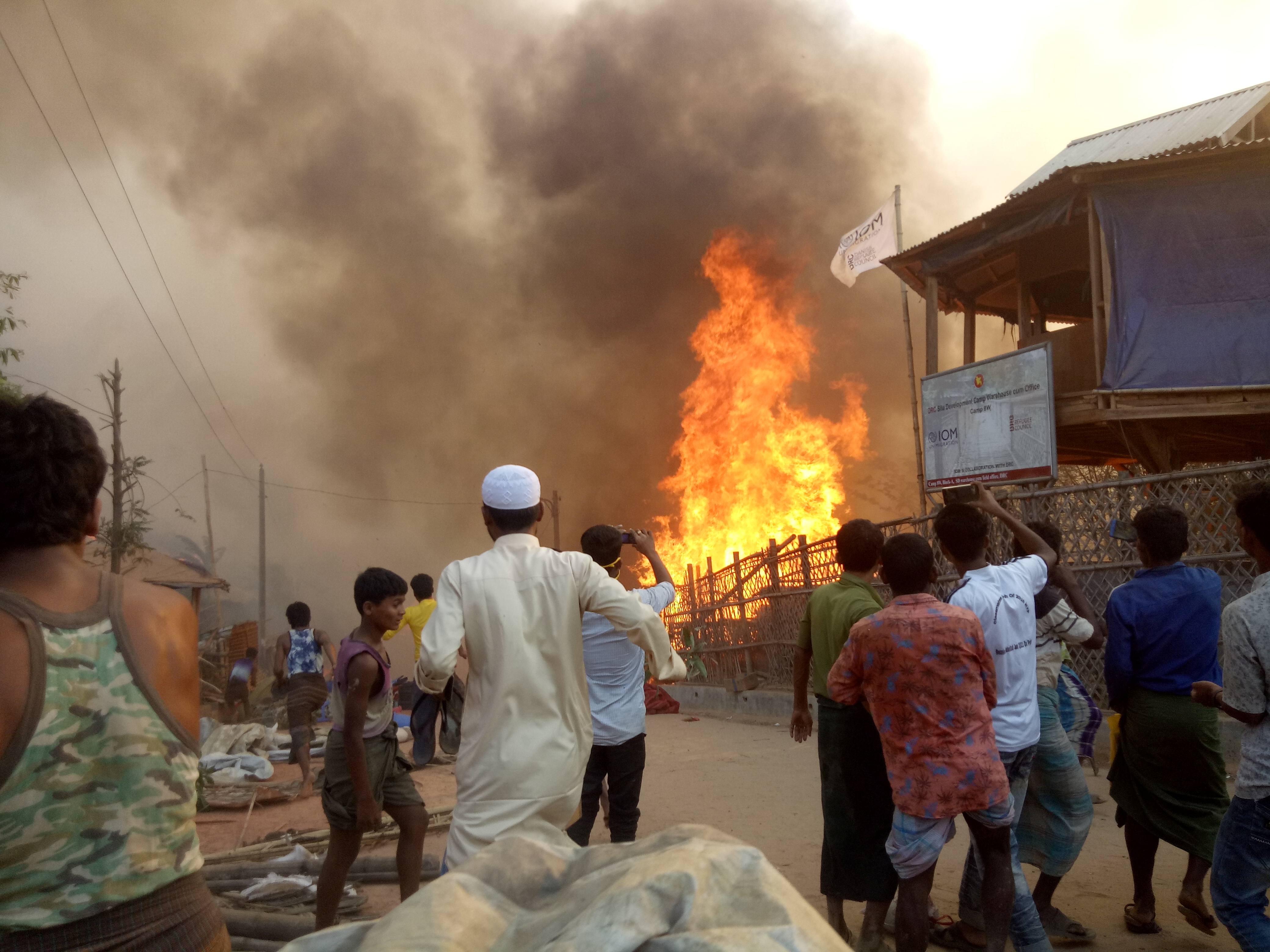 Fire is seen at Balukhali Refugee Camp, in Cox's Bazar, Bangladesh, March 22, 2021, in this picture obtained from social media. MD JAMAL PHOTOGRAPHY/via REUTERS  