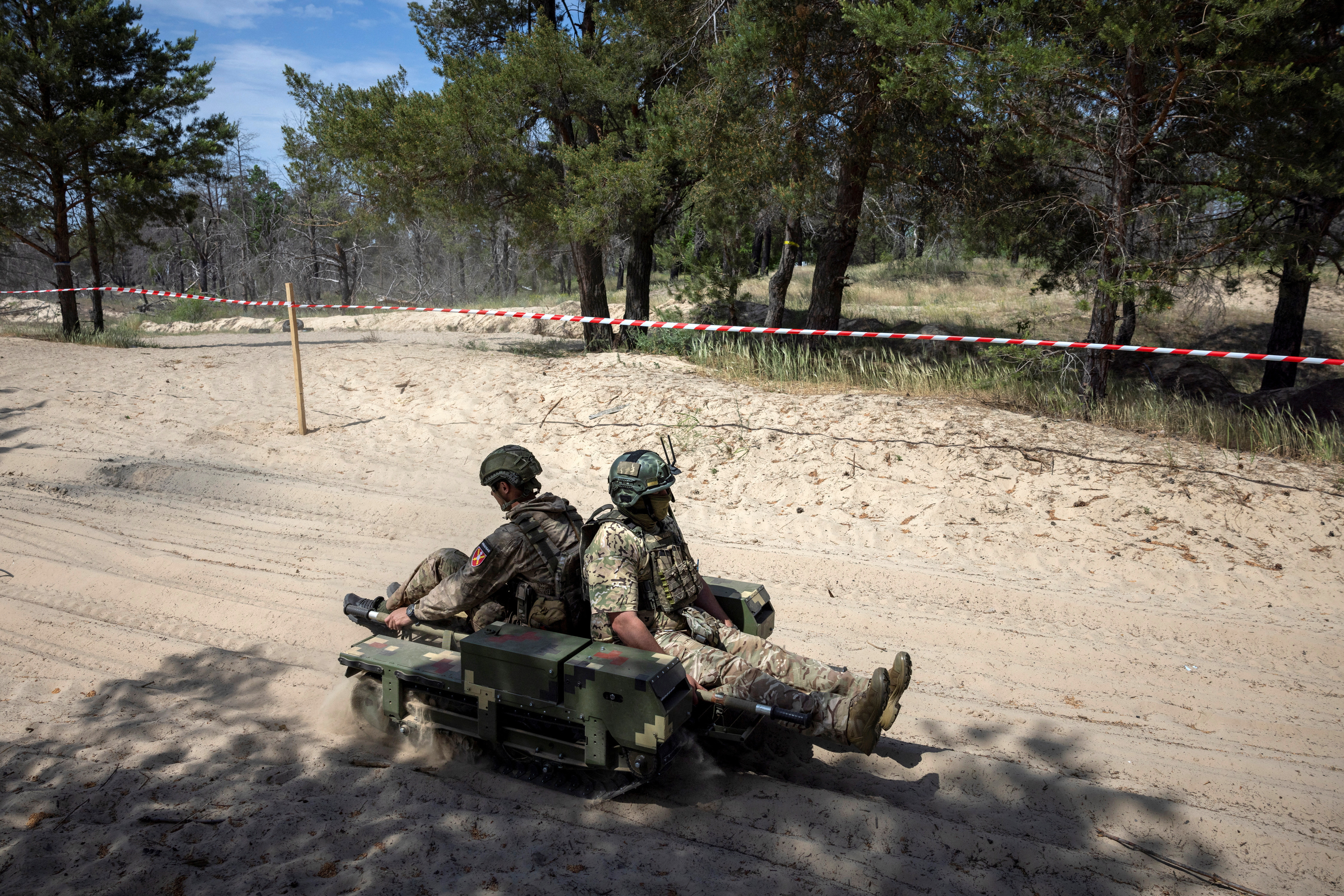 Demonstration of unmanned medical evacuation vehicles outside Kyiv