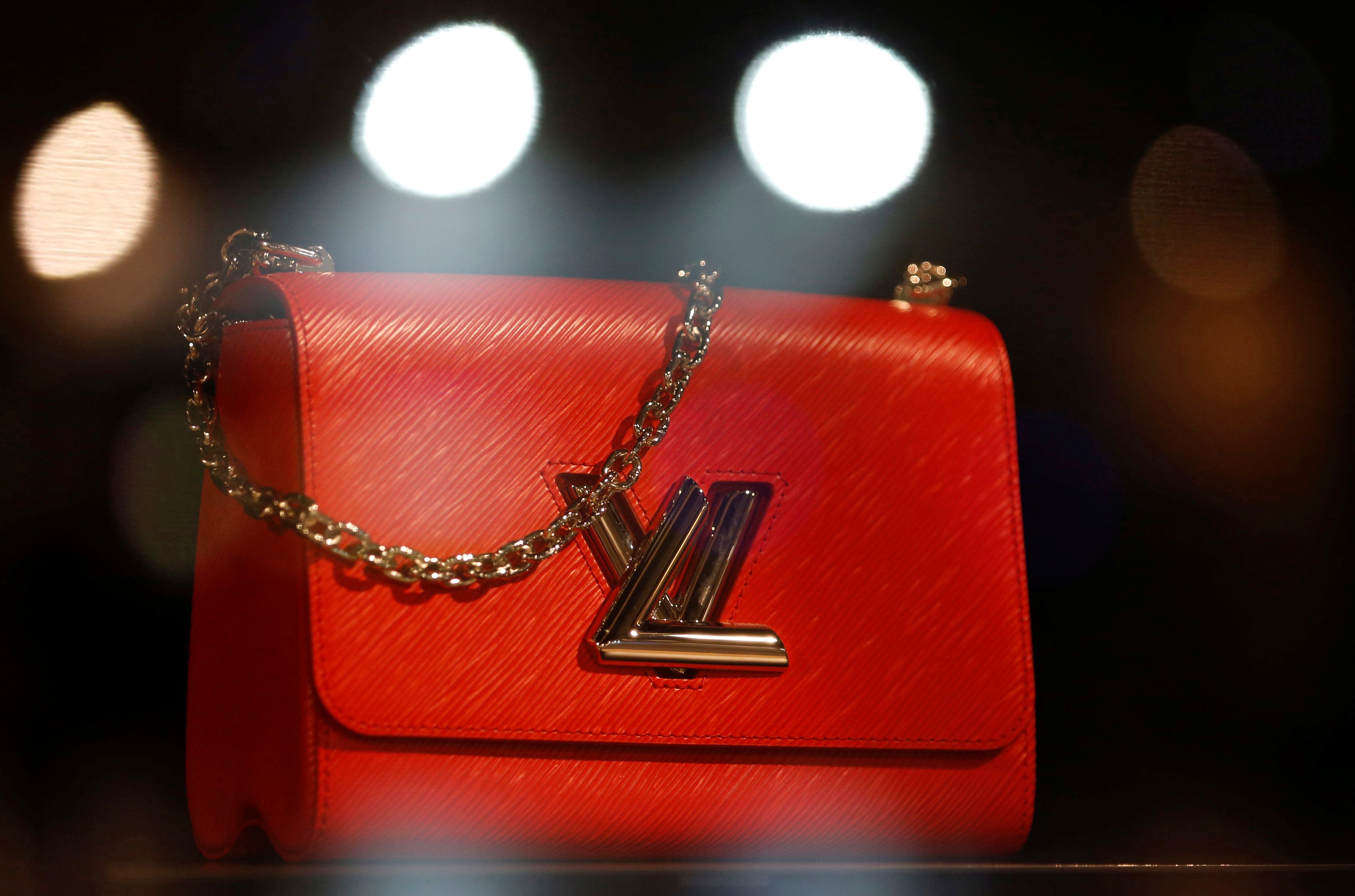 The logo of Louis Vuitton is seen on a handbag at a Louis Vuitton store in Bordeaux