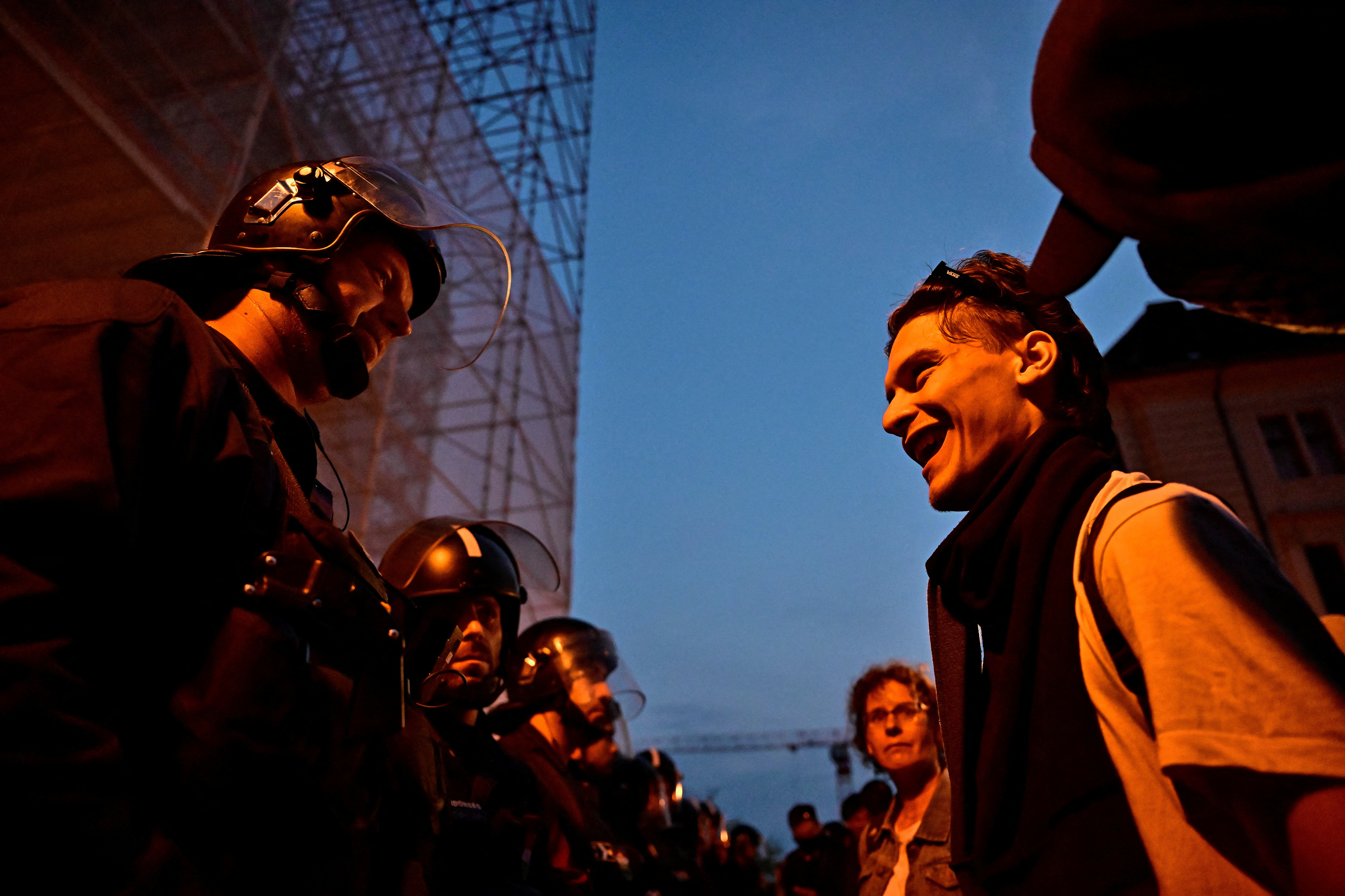 People take part in an anti-government demonstration in Budapest