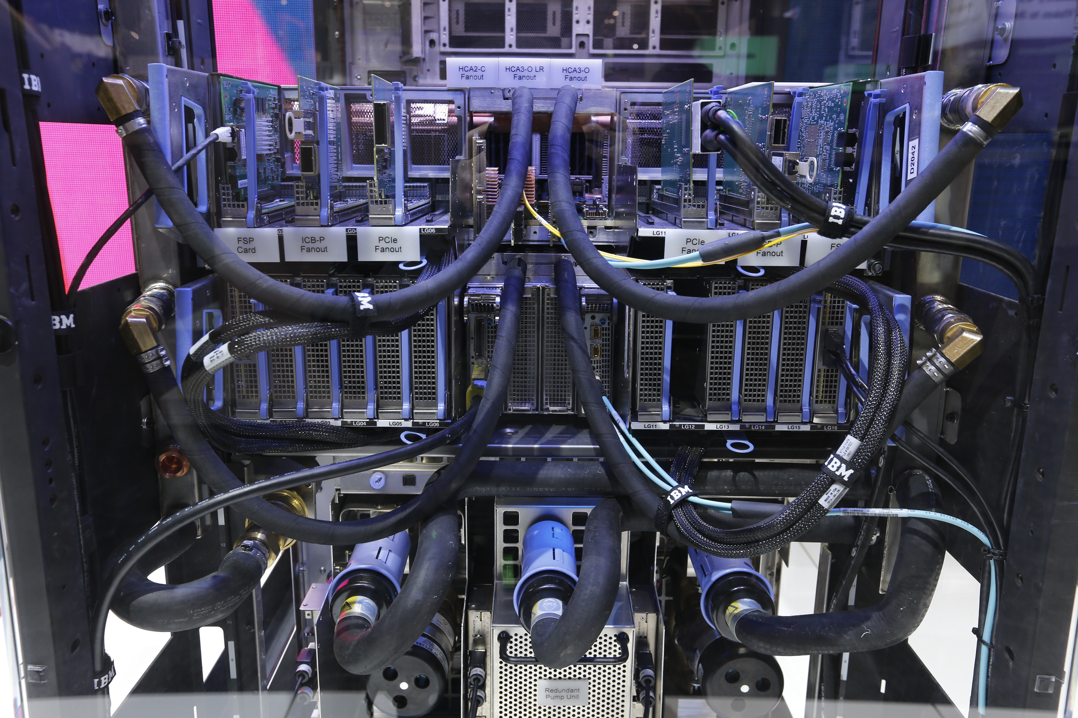 Picture shows the cooling system of an IBM z13 mainframe server on IBM stand at the CeBIT trade fair in Hanover