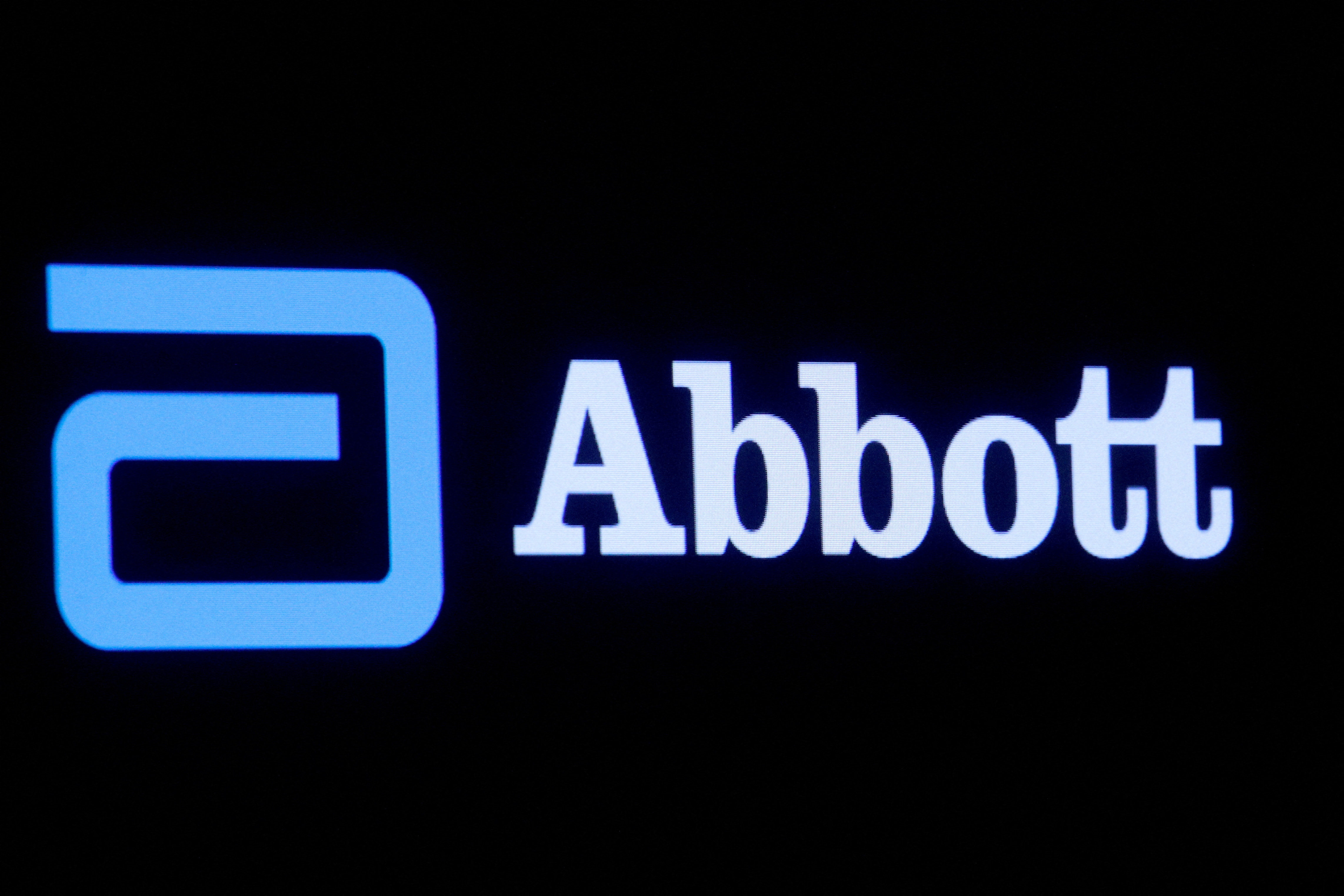 Abbott Laboratories logo is displayed on a screen at the  NYSE in New York